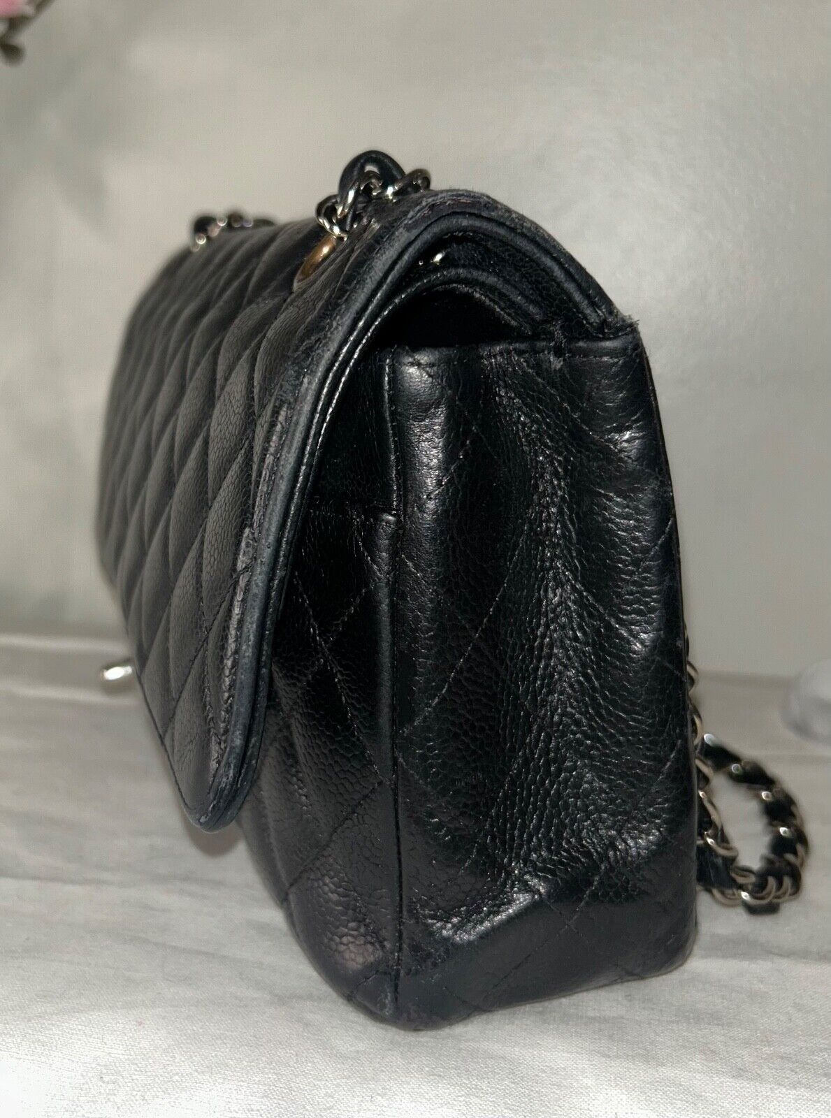 Chanel CHANEL Medium Double Flap Quilted Caviar Leather Bag Black Size ONE SIZE - 6 Thumbnail