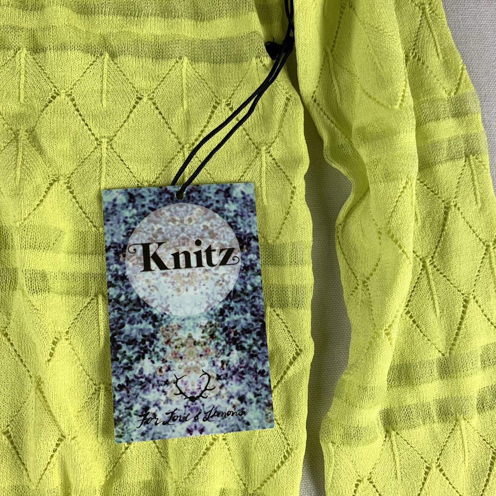 Vintage for love and lemons knitz SHEER LONGSLEEVE SIZE XS YELLOW NEON Size XS / US 0-2 / IT 36-38 - 3 Thumbnail