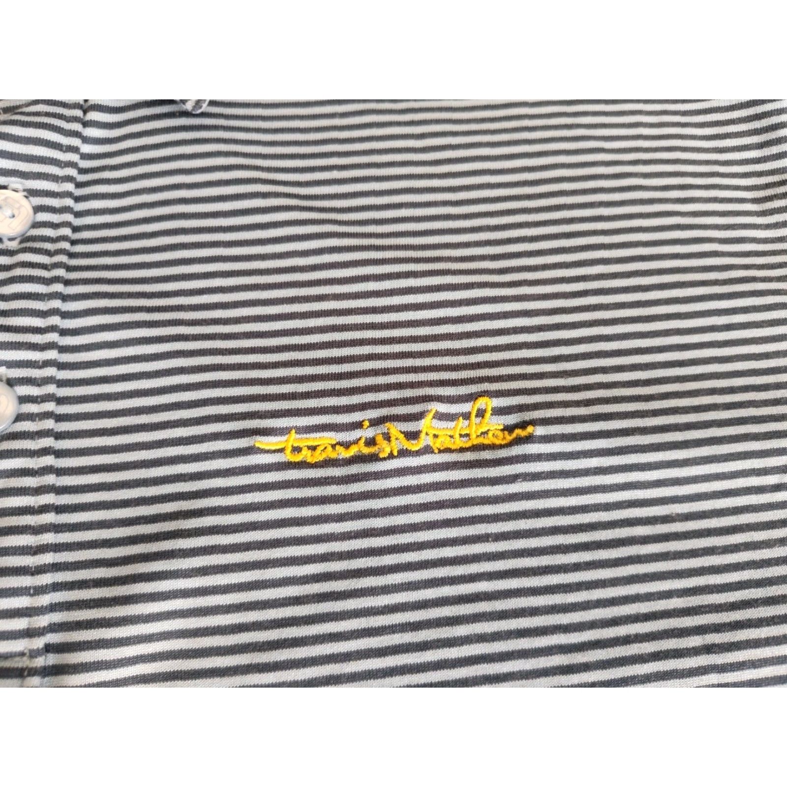 TravisMathew VINTAGE Travis Mathew Polo Shirt Men Large Blue Striped Embroidered Logo Short Sleeve Golf Activewear Size US L / EU 52-54 / 3 - 3 Thumbnail