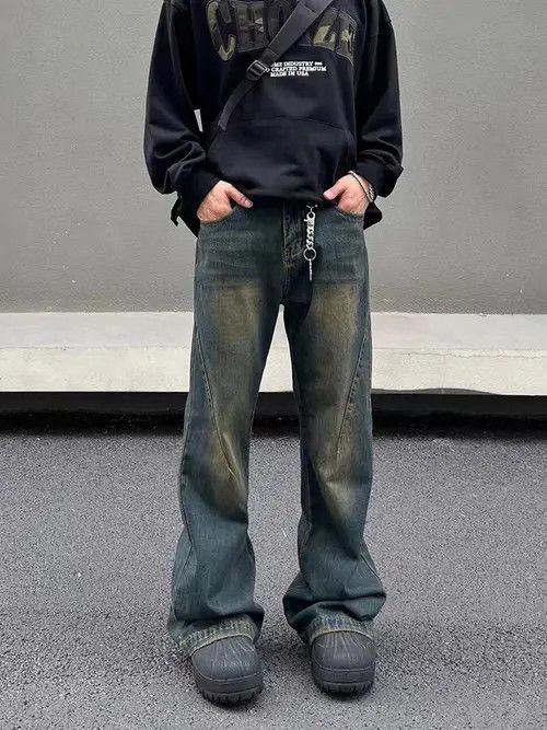 Jean Vintage washed distressed mud-dyed micro-flared jeans Size US 32 / EU 48 - 5 Thumbnail