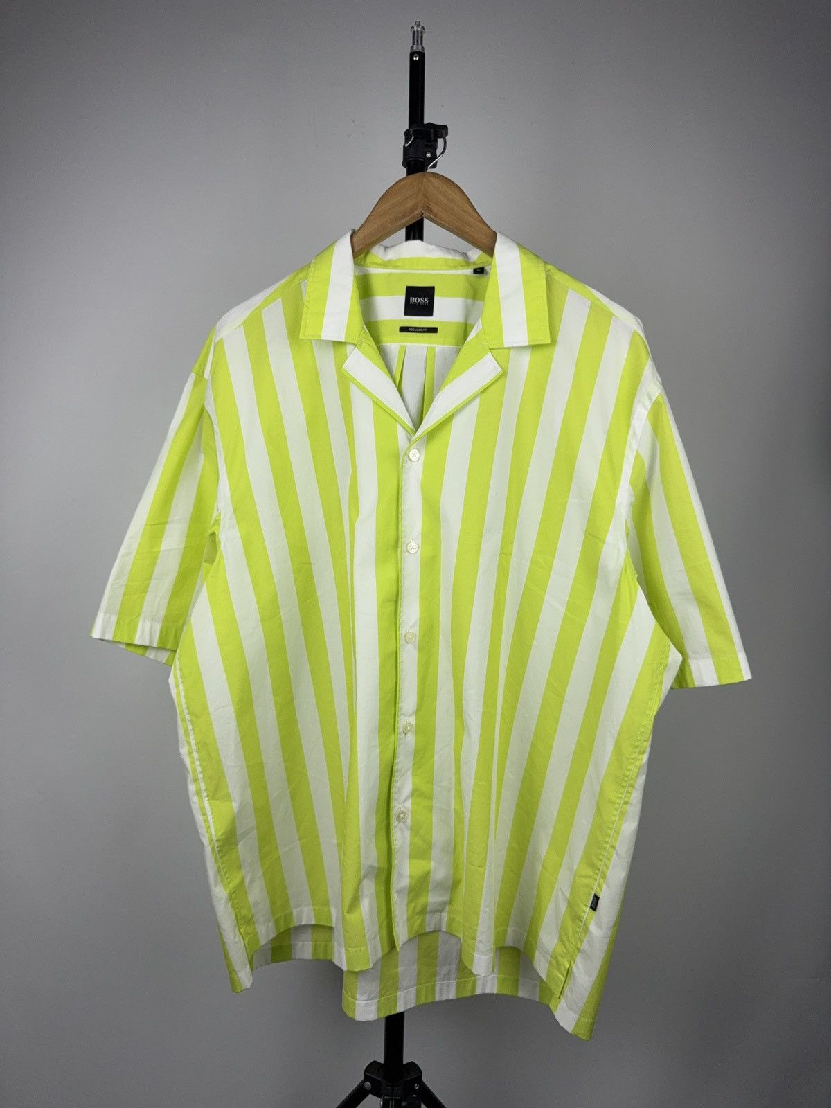 Hugo Boss Luxury 00s BOSS Hugo Boss Lollo Stripe Shirt XL Neon Size US XL / EU 56 / 4 - 1 Thumbnail