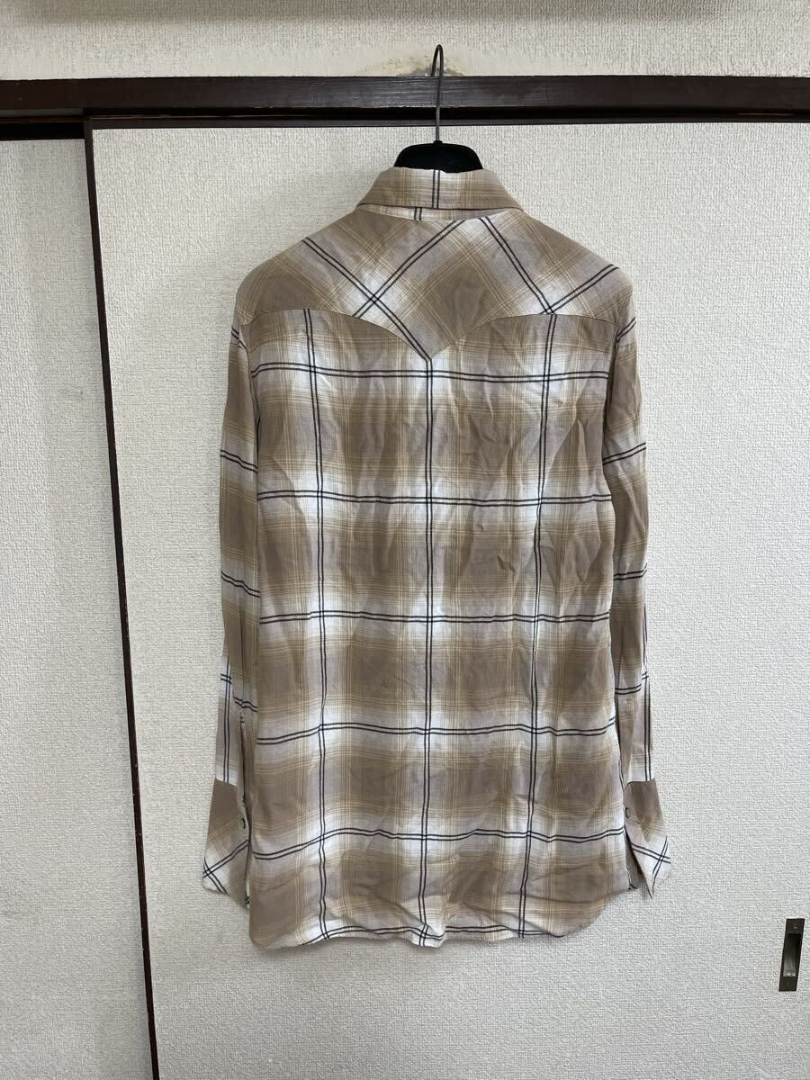 Number (N)ine NUMBER (N)INE Rayon Check Long Sleeve Shirt Beige Size 2 Size US M / EU 48-50 / 2 - 3 Thumbnail