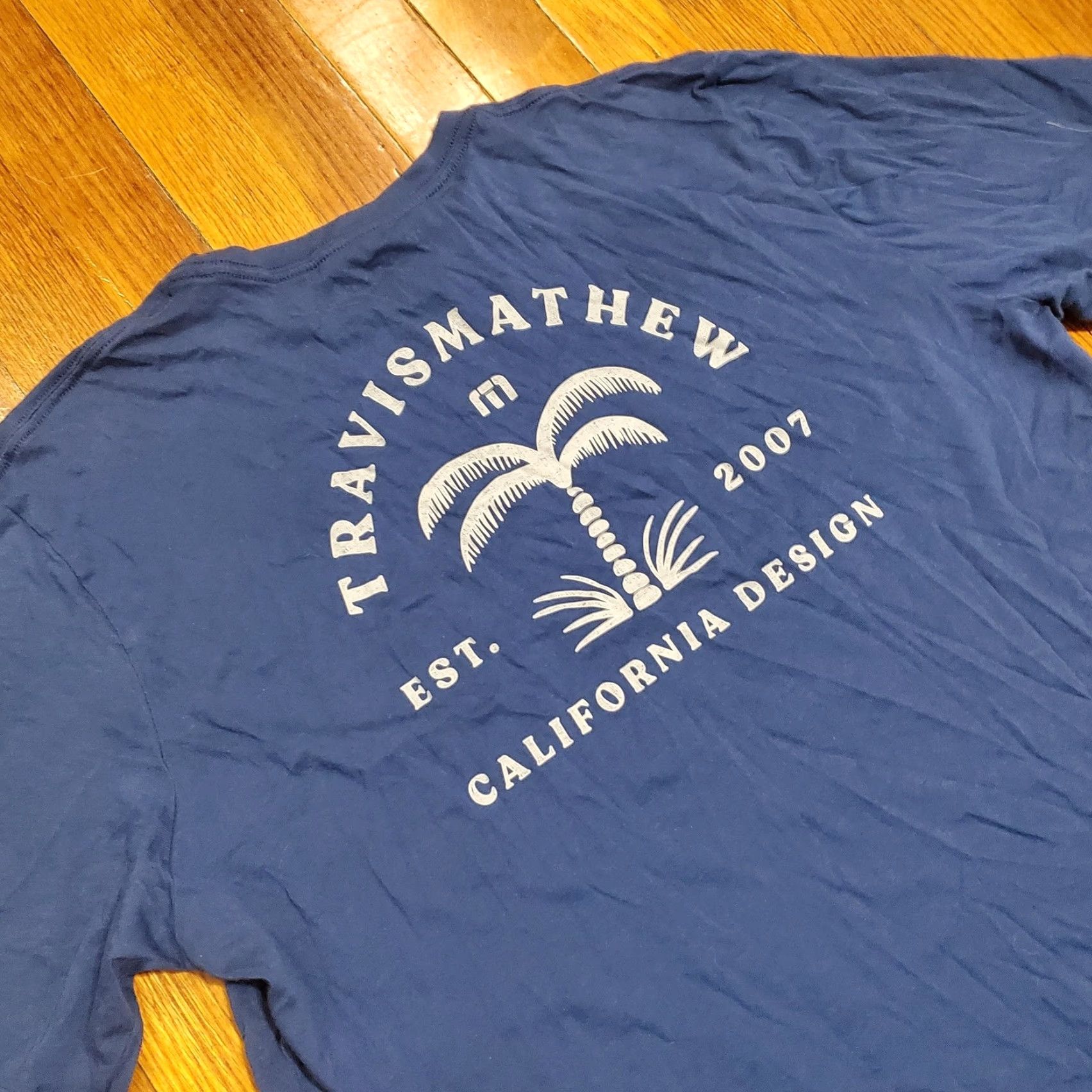 TravisMathew TravisMathew Shirt Mens XL Blue California Design Palm Tree Graphic Print Casual Tee Golf Crew Neck Short Sleeve Cotton Size US XL / EU 56 / 4 - 2 Thumbnail