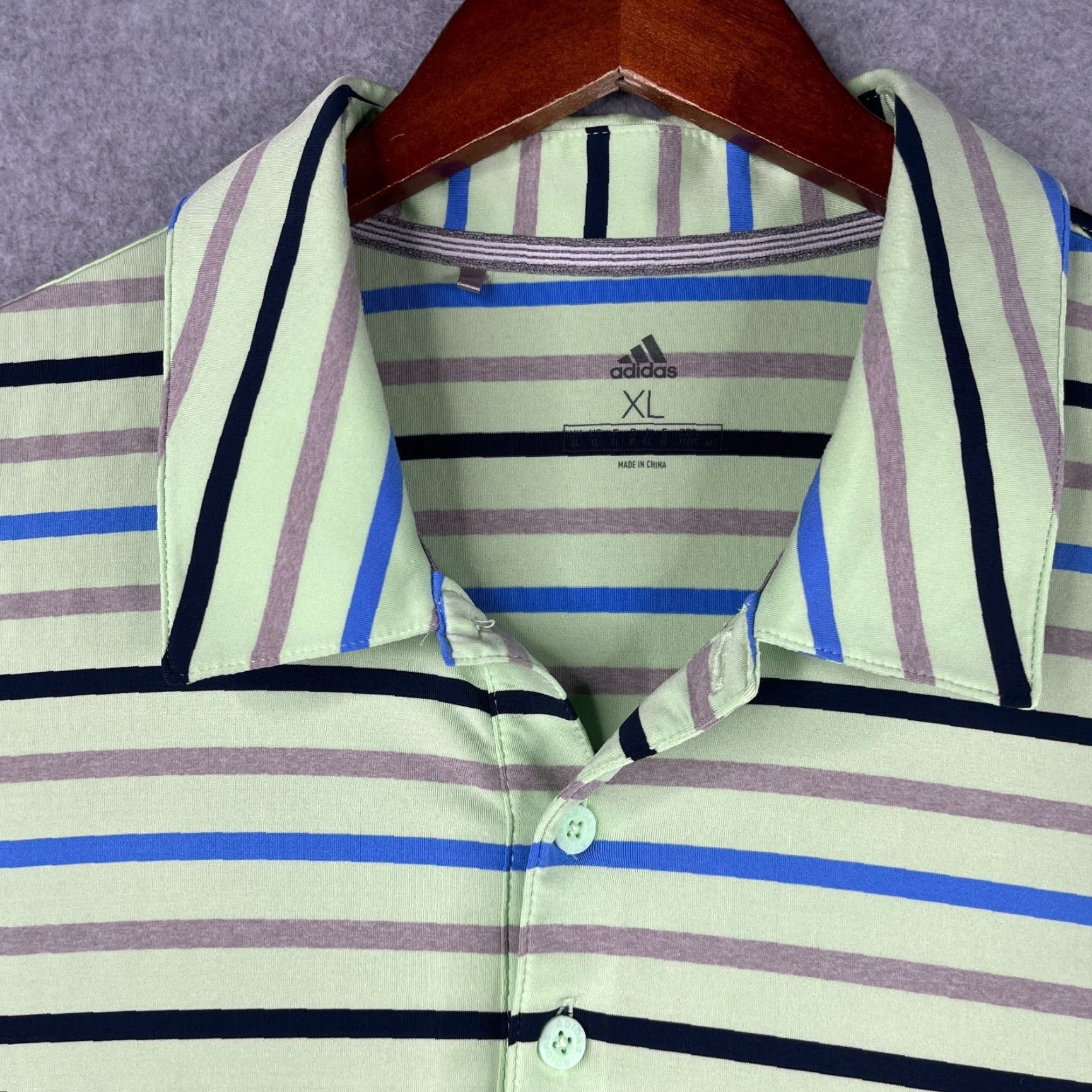 Adidas Adidas Polo Shirt Mens XL Green Gray Blue Striped Performance Golf Stretch Shirt Mens XL Green Gray Blue Striped Adidas Golf Polo Golf Polo Shirt Size US XL / EU 56 / 4 - 4 Thumbnail