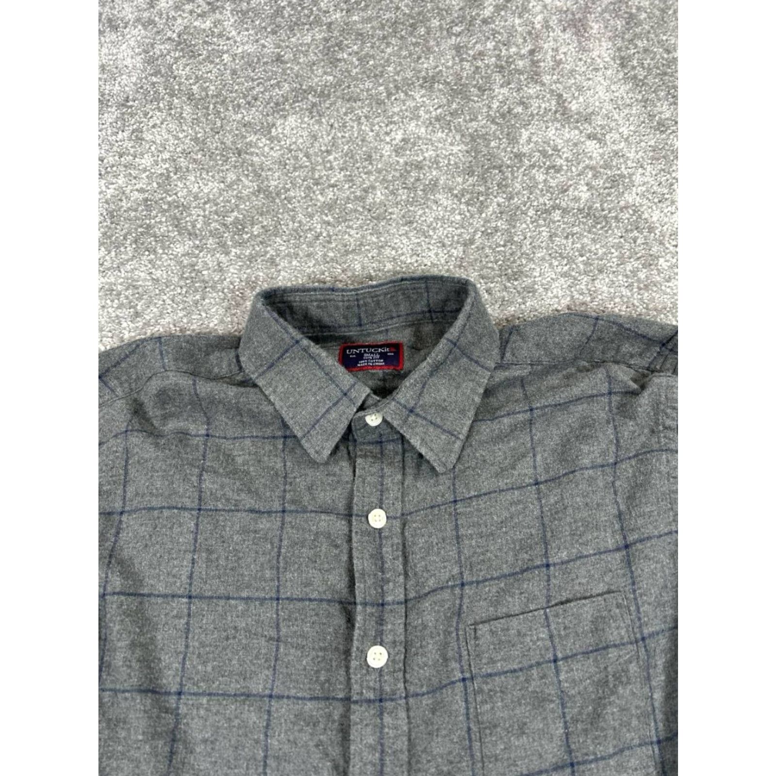 UNTUCKit UNTUCKit Shirt Mens Small Gray Cotton Button Up Shirt Size US S / EU 44-46 / 1 - 2 Thumbnail
