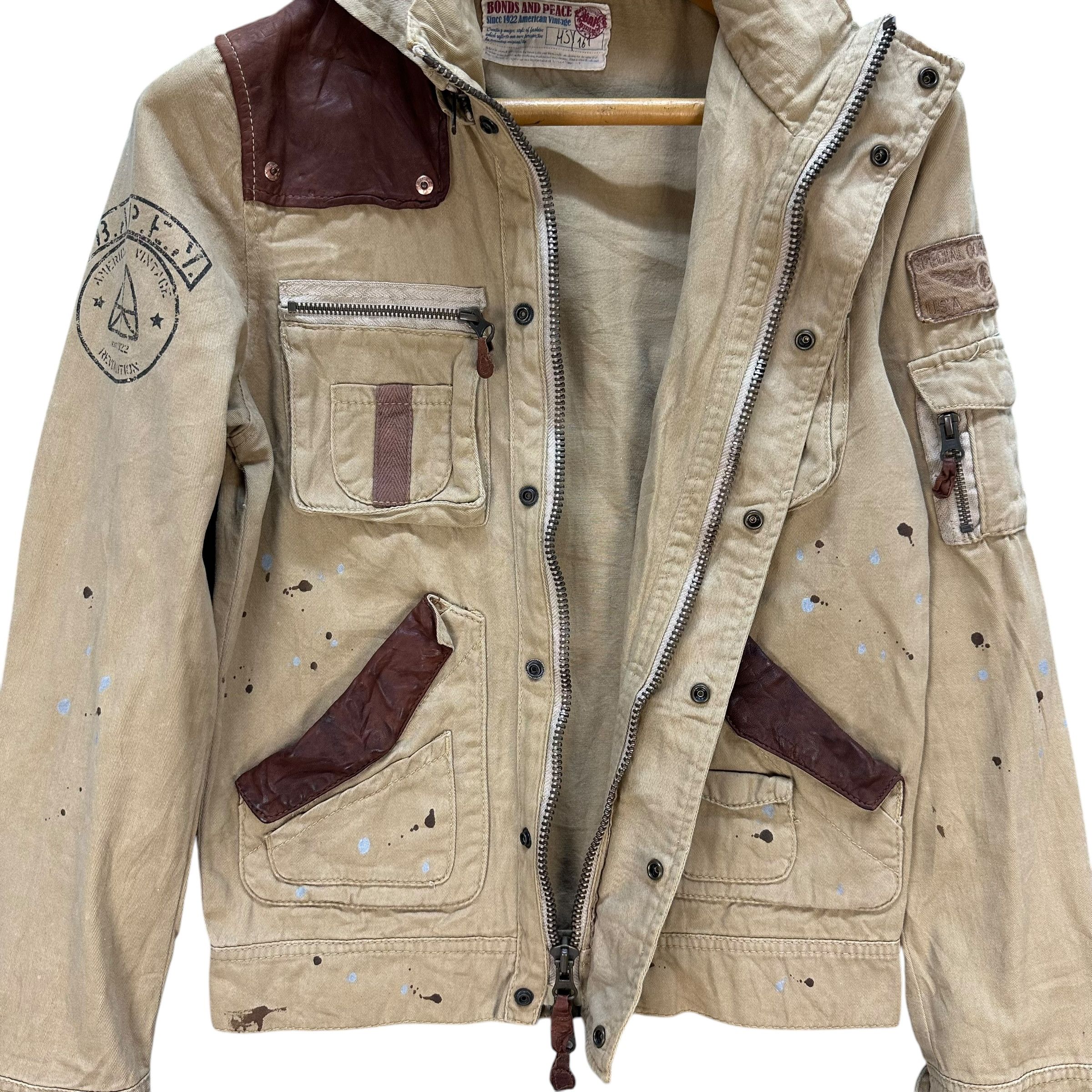 Vintage BONDS AND PEACE Paint Splatters Combat Jacket #A70-1710 Size US M / EU 48-50 / 2 - 8 Thumbnail