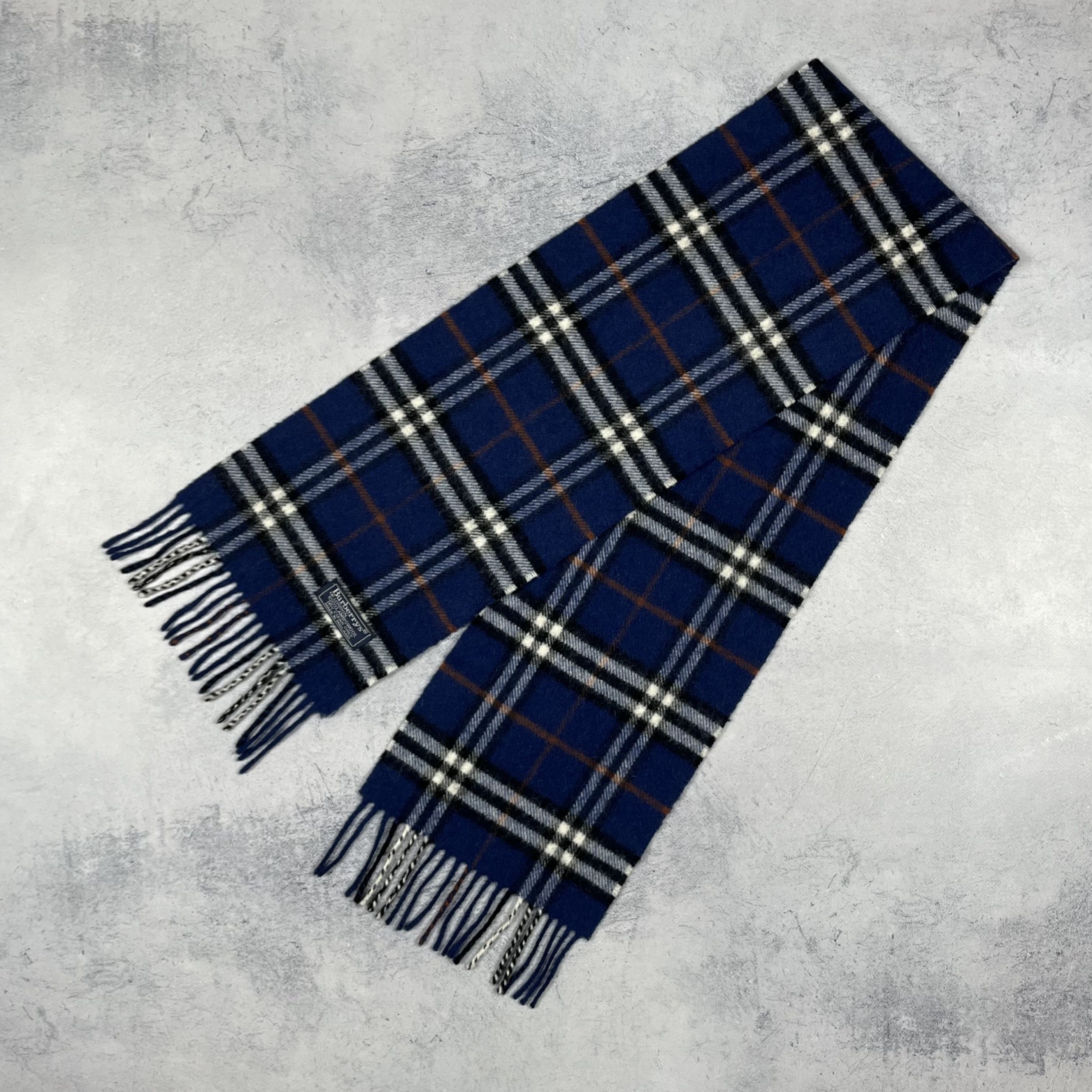 Burberry Vintage Burberrys Nova Check Blue Wool Scarf 90’s Size ONE SIZE - 12 Thumbnail
