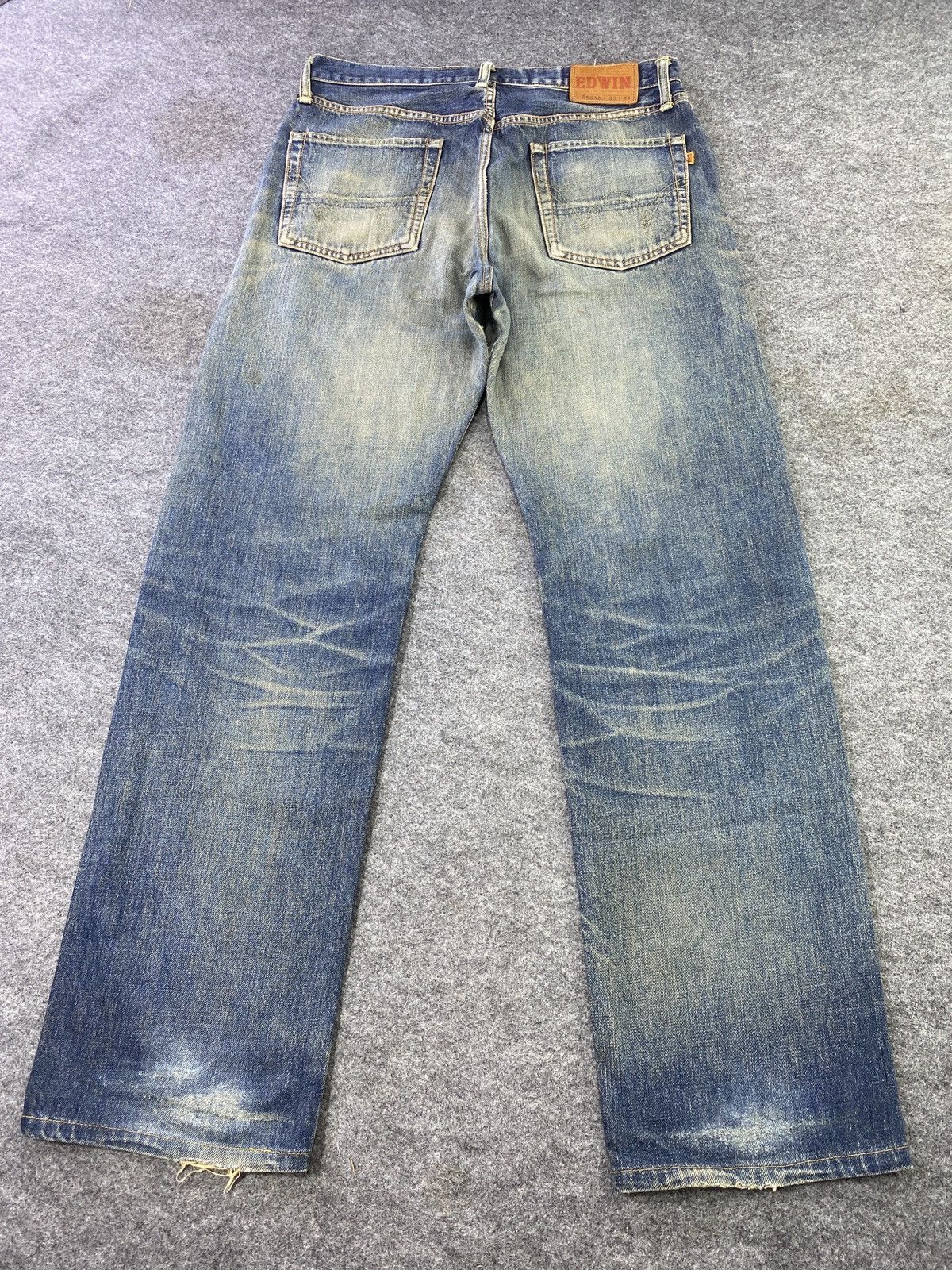 Edwin Edwin 505xx Redline Distressed Blue Wash Jeans- J868 Size US 33 - 4 Thumbnail