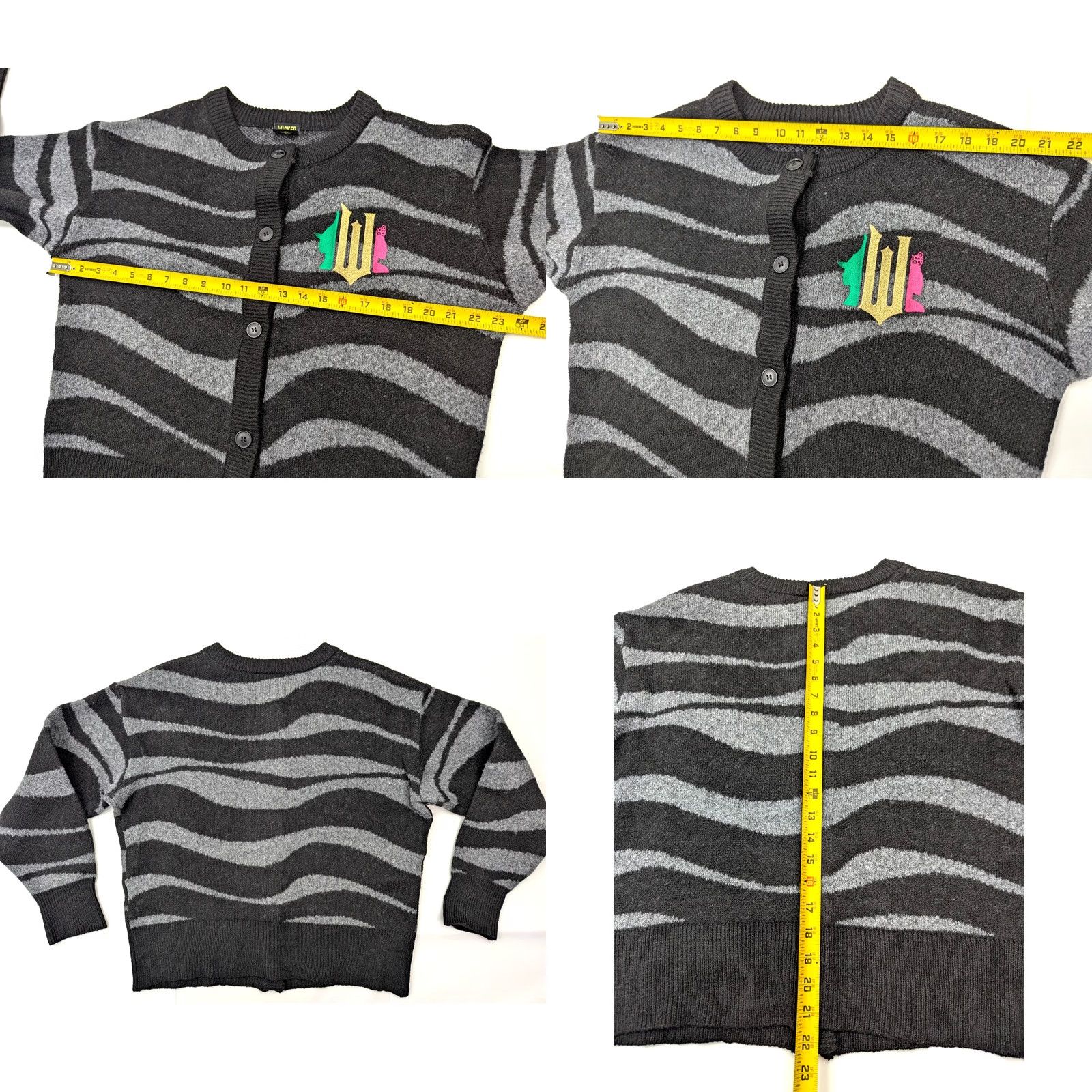 Vintage WICKED Paul Tazewell Cardigan Size L Black Striped Wizard Oz Cozy Soft Stretch Size L / US 10 / IT 46 - 8 Thumbnail