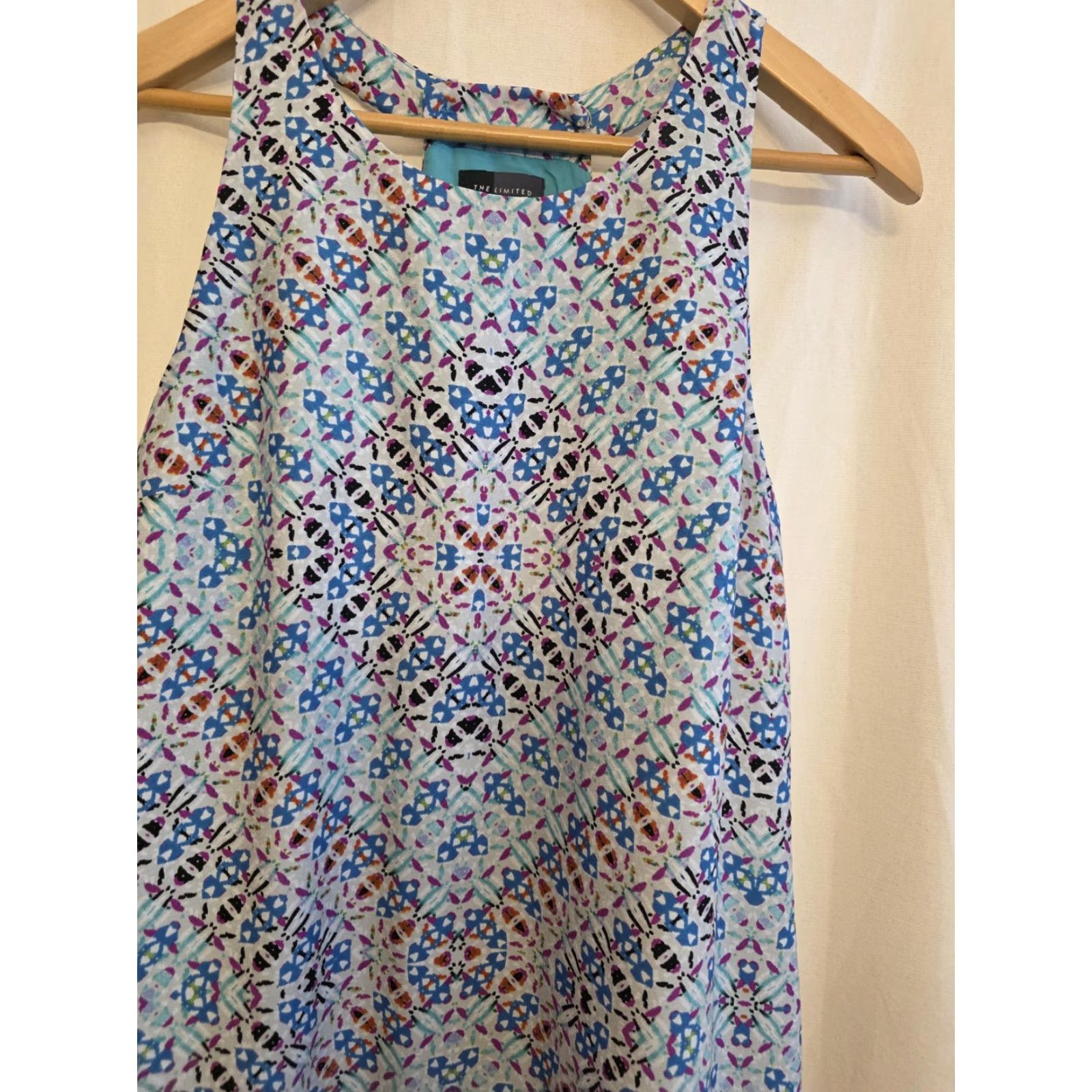 Vintage The Limited Dress Womens S Blue Geometric High Neck Sleeveless Midi Boho Size S / US 4 / IT 40 - 2 Thumbnail