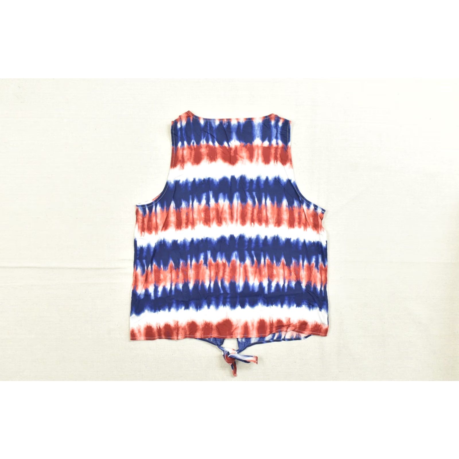 Vintage Rock & Republic Women's Blouse Tie Dye Sleeveless V-Neck Button Front Red White Blue M Size M / US 6-8 / IT 42-44 - 2 Thumbnail