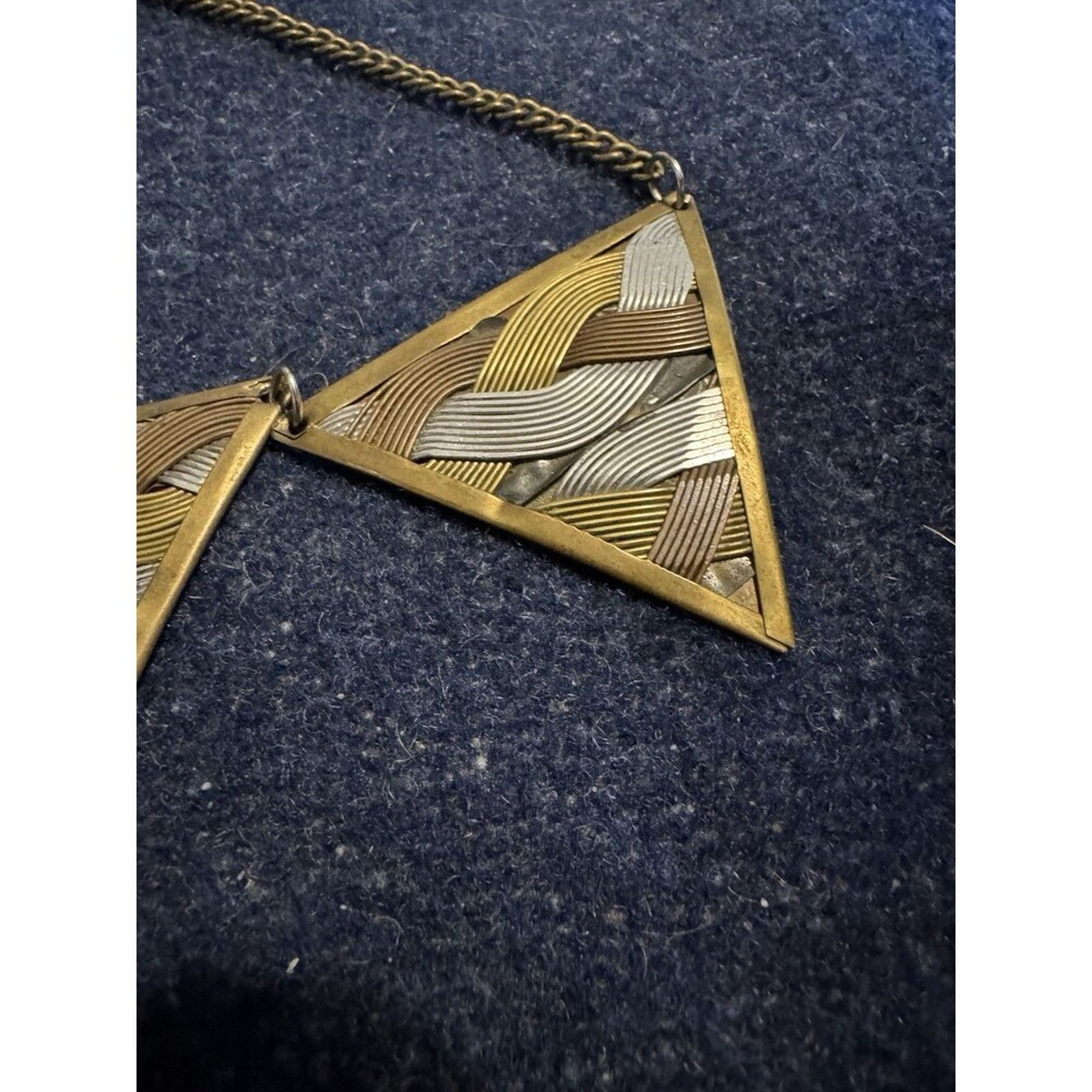 Other Triangle Woven Copper-Brass Silver Necklace 5 panels Size ONE SIZE - 5 Thumbnail