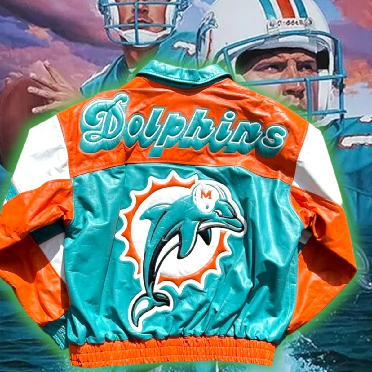 Vintage NFL Miami Dolphins Leather Jacket Size Large outlet