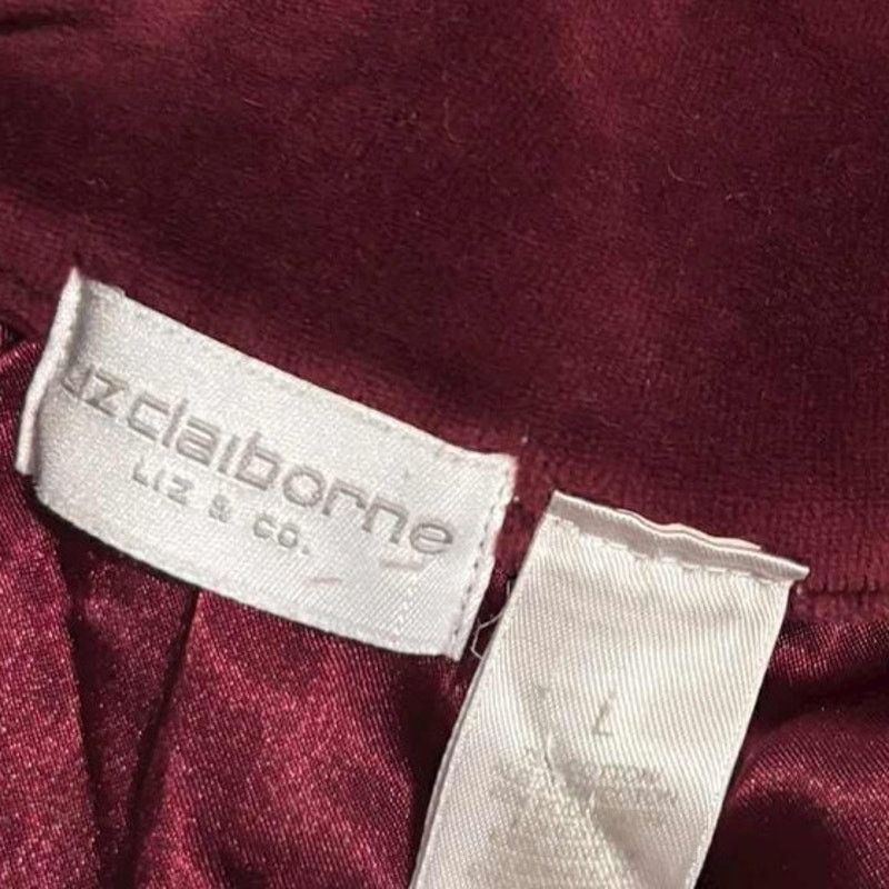 Liz Claiborne Y2K Liz Claiborne Velvet Velour 1/4Zip Sweatshirt Burgundy L Size L / US 10 / IT 46 - 2 Thumbnail