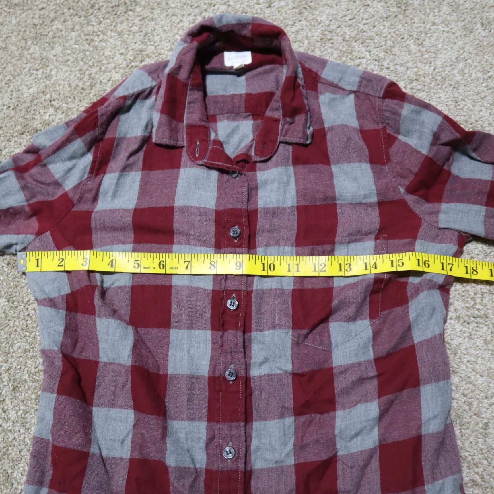 J.Crew J.Crew Button Front Shirt Plaid Red Gray Long Sleeve Pocket Cotton Women's XS Shirt Size XS / US 0-2 / IT 36-38 - 5 Thumbnail