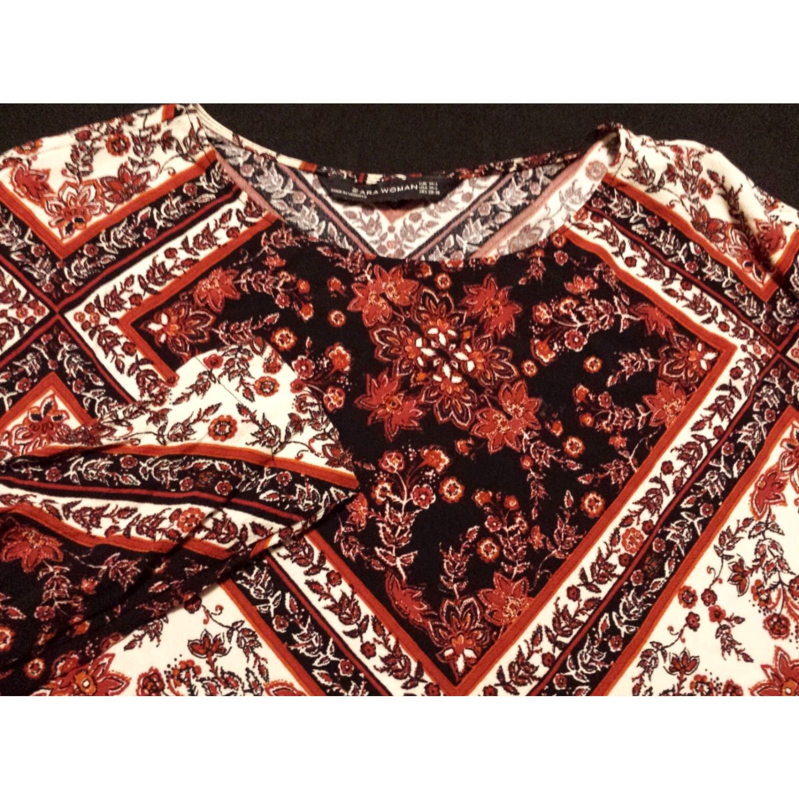 Zara Zara Blouse Women L Multicolor Floral 3/4 Sleeve Round Neck Polyester Casual Womens Size L / US 10 / IT 46 - 2 Thumbnail