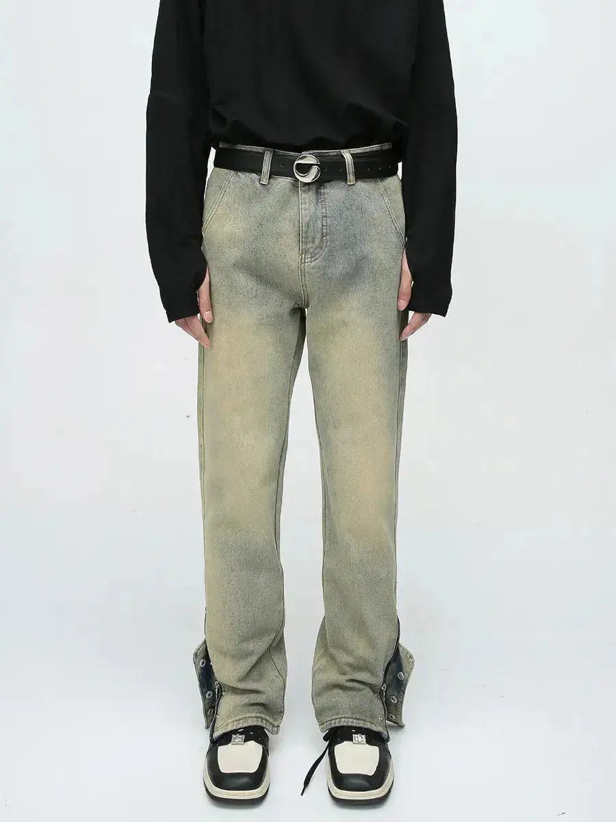 Japanese Brand Retro loose straight zipper jeans Size US 32 / EU 48 - 6 Thumbnail