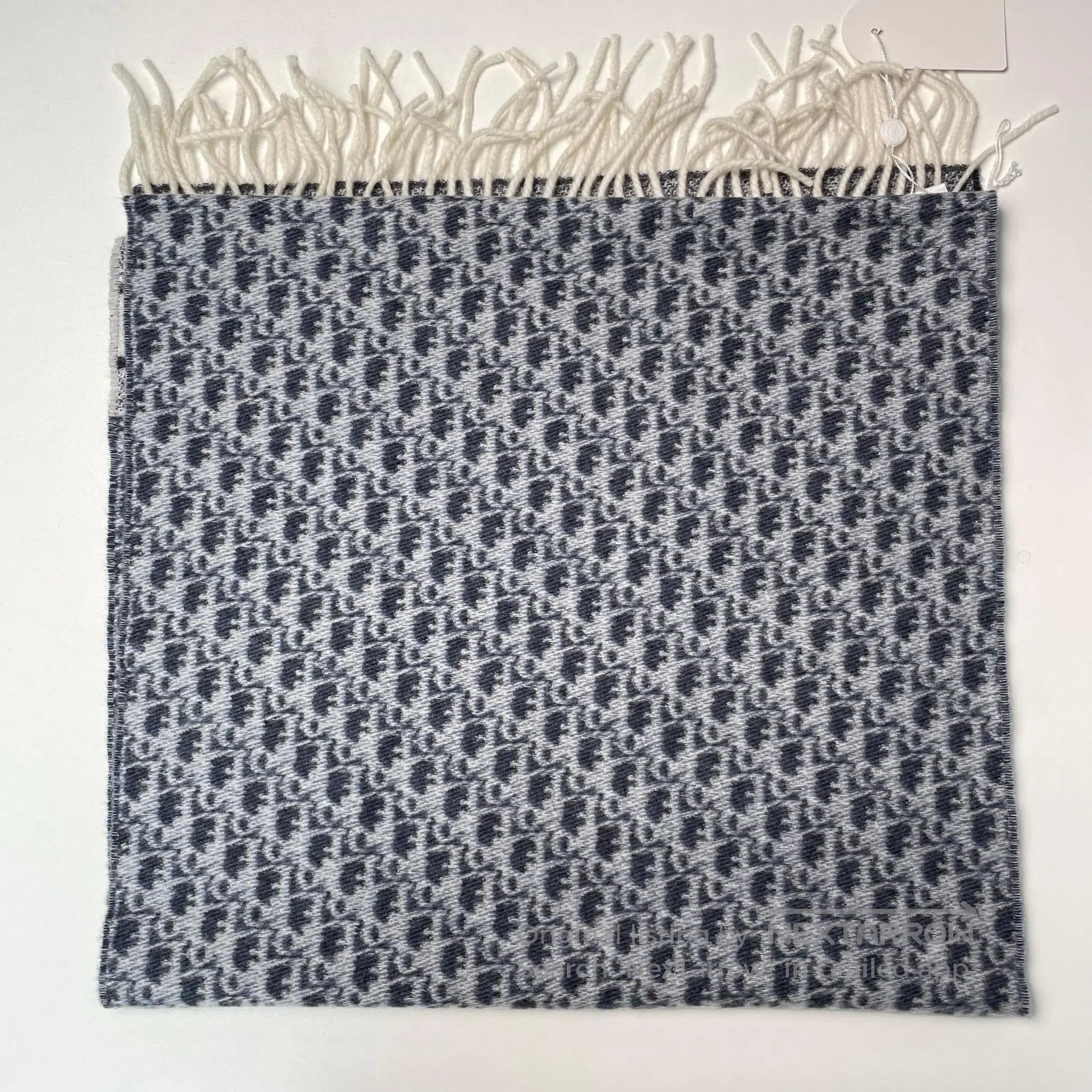 Dior Dior Light gray and dark blue double-sided cashmere scarf| Size ONE SIZE - 4 Thumbnail