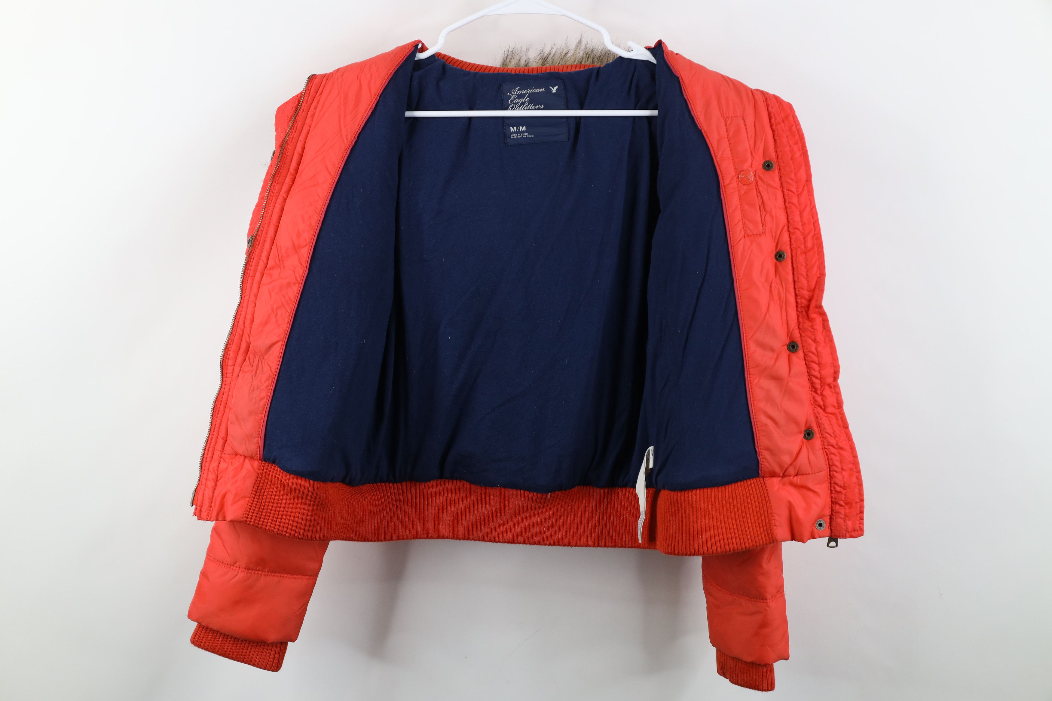 American Eagle Outfitters Vintage 90s Y2K American Eagle Cropped Puffer Jacket Orange Size M / US 6-8 / IT 42-44 - 9 Thumbnail