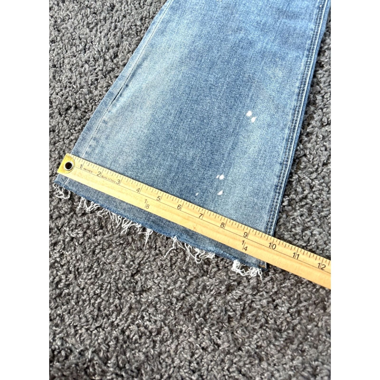Vintage KUT from the Kloth Stella Ab Fab Flare Jean Jeans 32x30 Distressed Raw Hem Blue Womens Regular 6 Mid Rise Flared Size 34" / US 12 / IT 48 - 3 Thumbnail