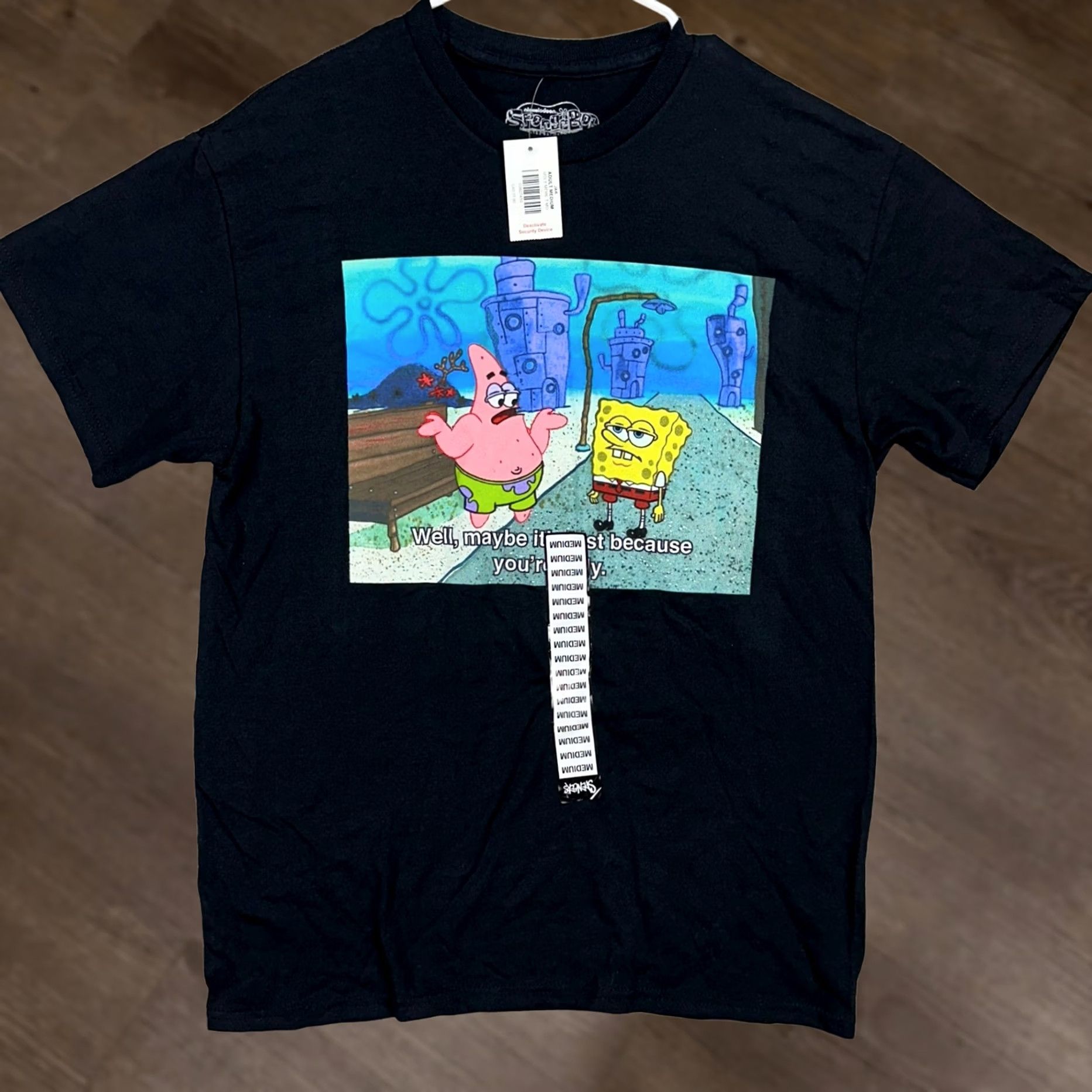 Vintage Spongebob T-Shirt Men M Blue Graphic Print Tee Crewneck Cotton Spencer NEW Size US M / EU 48-50 / 2 - 1 Thumbnail
