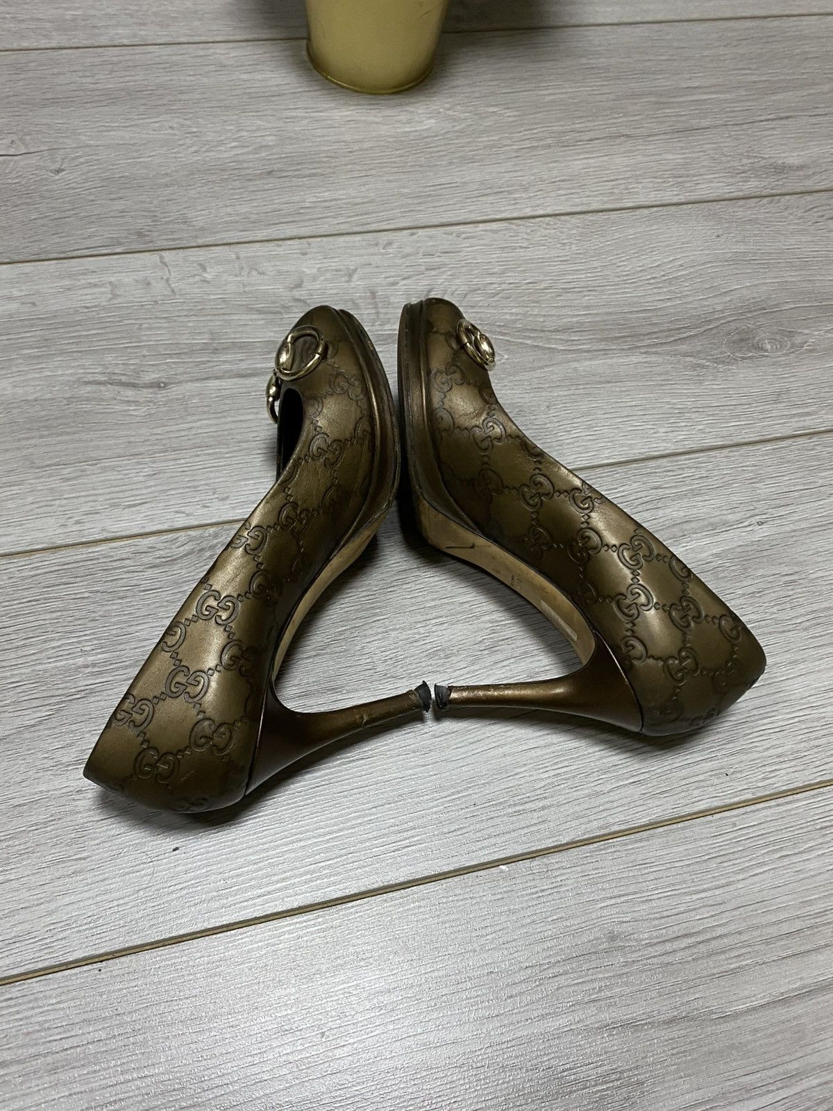 Gucci Gucci horse-bit monogram GG leather heels shoes Size US 8 / IT 38 - 10 Thumbnail
