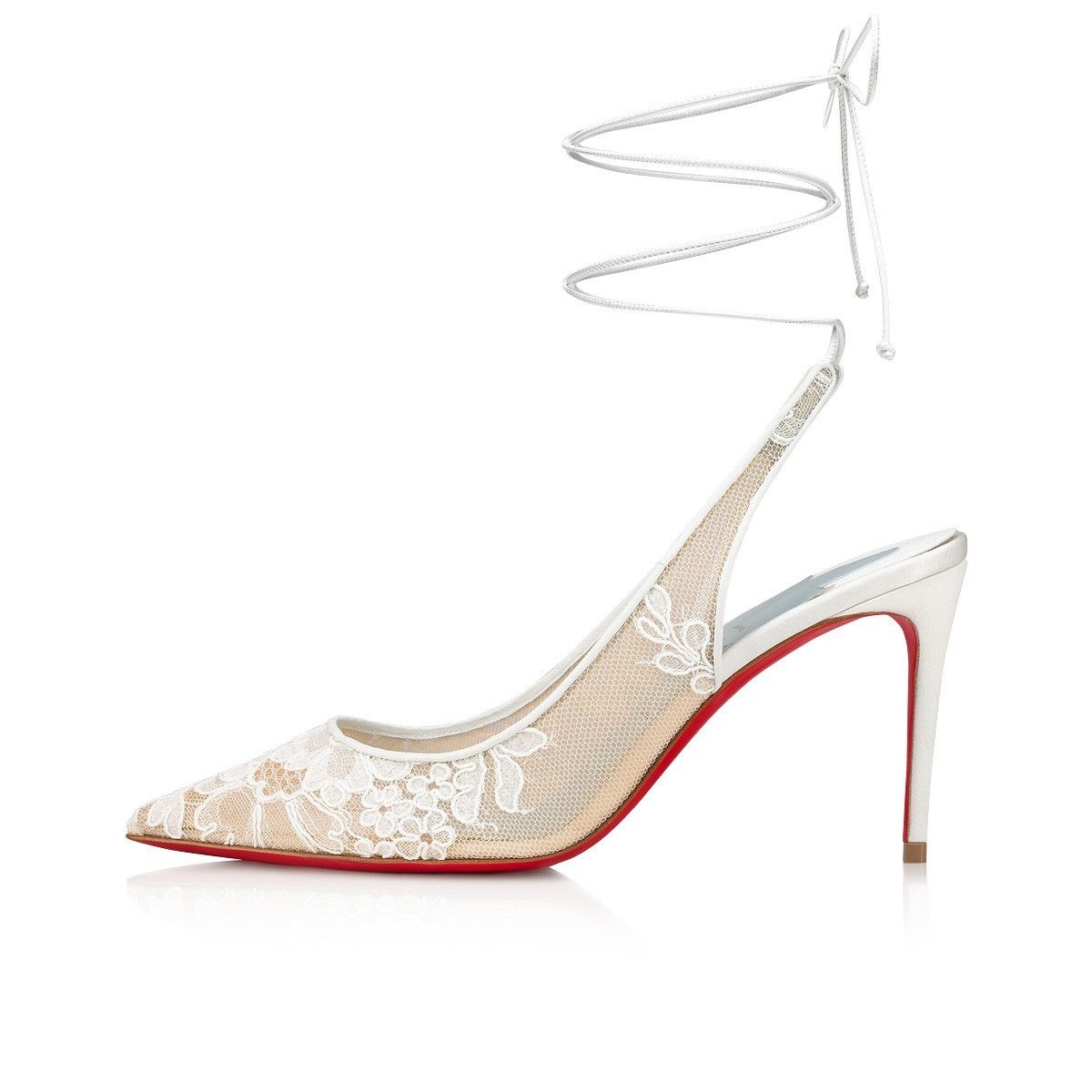 Christian Louboutin o1s1wg110924 Lace Up Kate Pumps in White Size US 10 / IT 40 - 1 Thumbnail