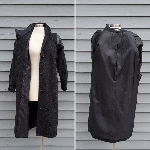 Vintage Vintage 80s Retro Preppy Acadamia Black Gray Wool Blend Leat Size L / US 10 / IT 46 - 4 Thumbnail