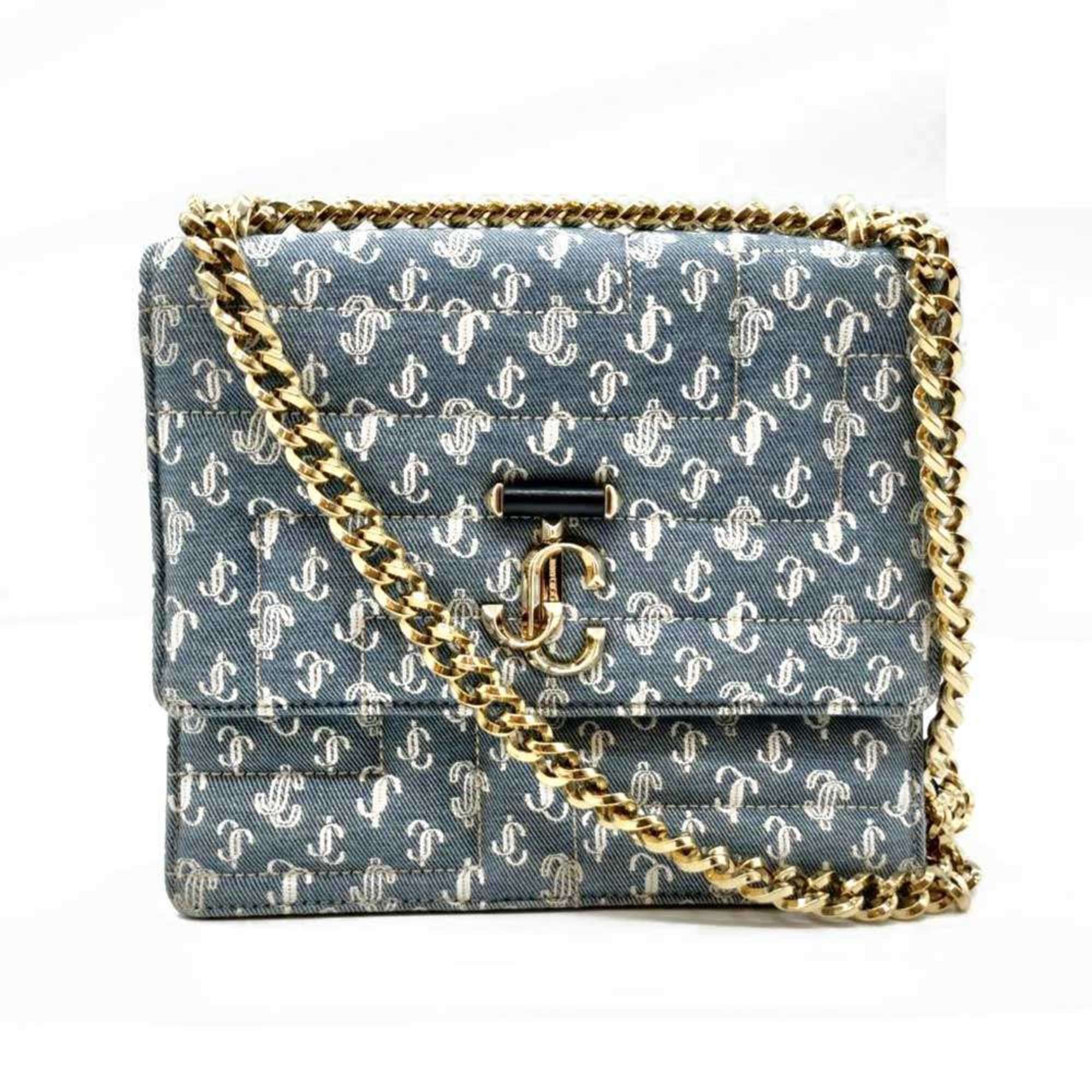 Jimmy Choo Jimmy Choo Varenne Avenue Chain Shoulder Bag in Blue Denim Canvas, JC Women's Size ONE SIZE - 1 Thumbnail
