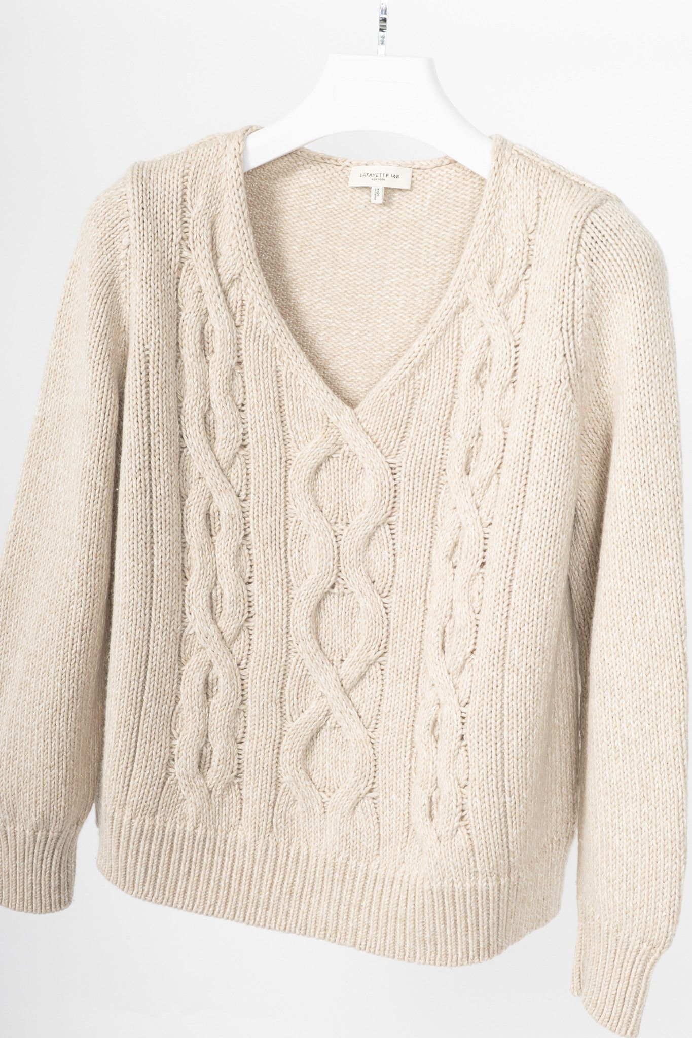 Lafayette 148 Lafayette 148 Metallic Wool & Cashmere Cable-Knit Sweater Size M / US 6-8 / IT 42-44 - 3 Thumbnail