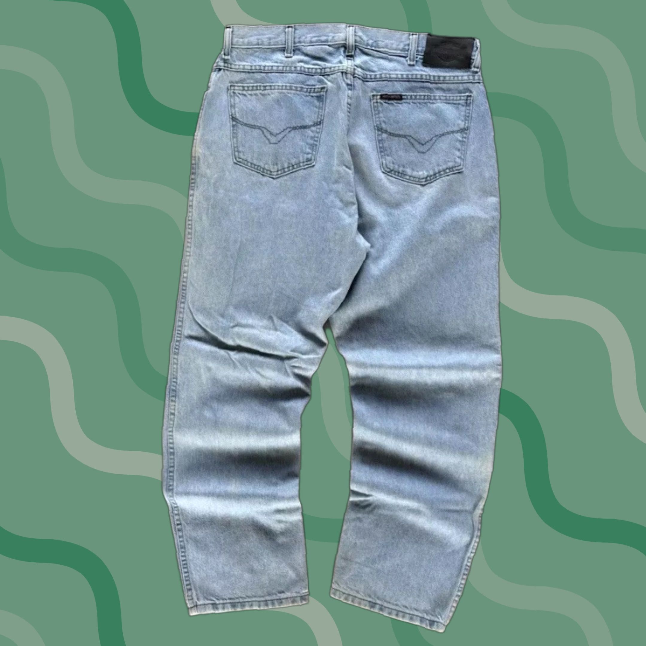 Harley Davidson VINTAGE Harley-Davidson Jeans Denim 36x30 Light Wash Straight 90s Mens Blue Cotton Regular Jeans Size US 36 / EU 52 - 1 Thumbnail