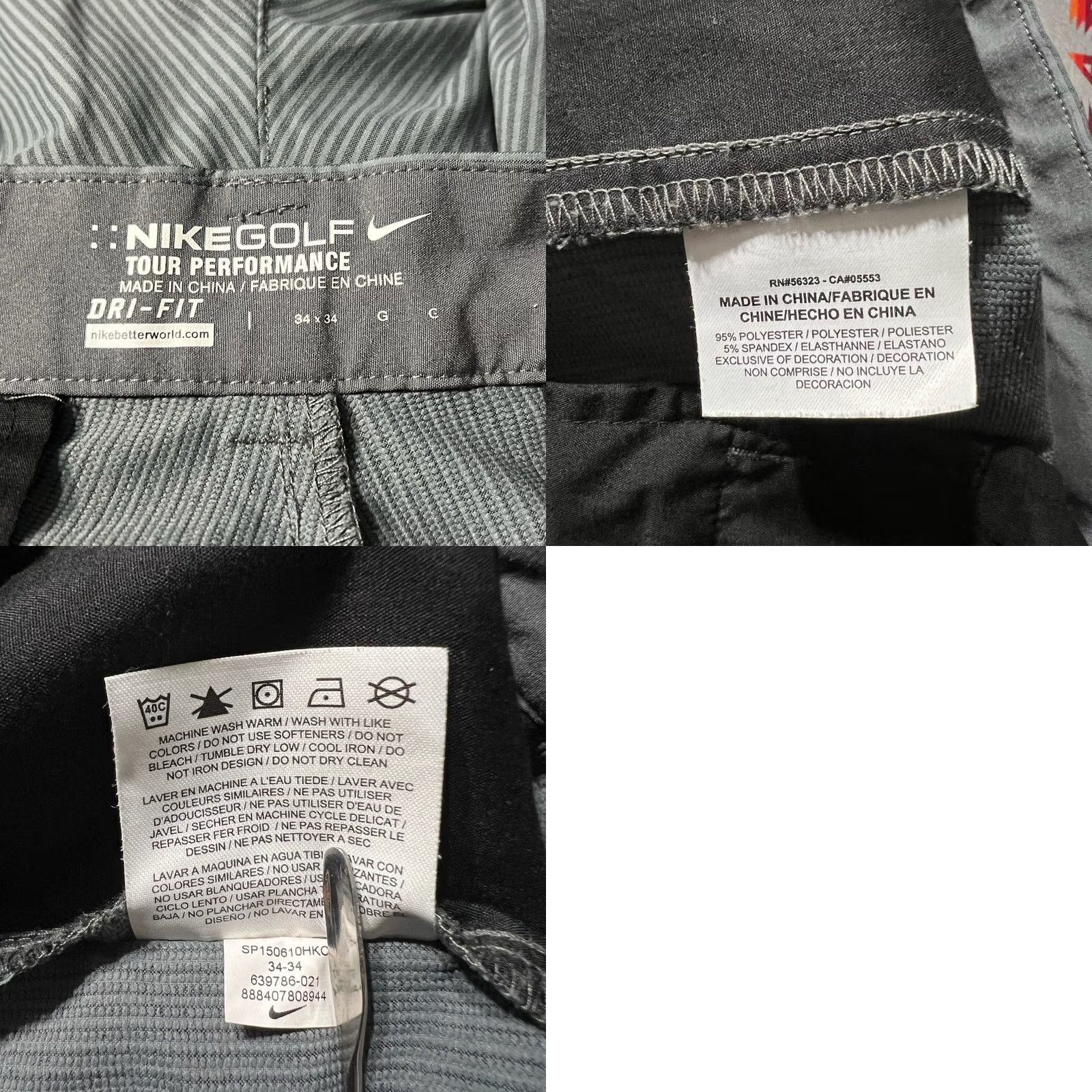 Nike Nike Golf Pants Mens 34x34 Gray Tour Performance Dri-Fit Stretch B4 Size US 34 / EU 50 - 9 Thumbnail