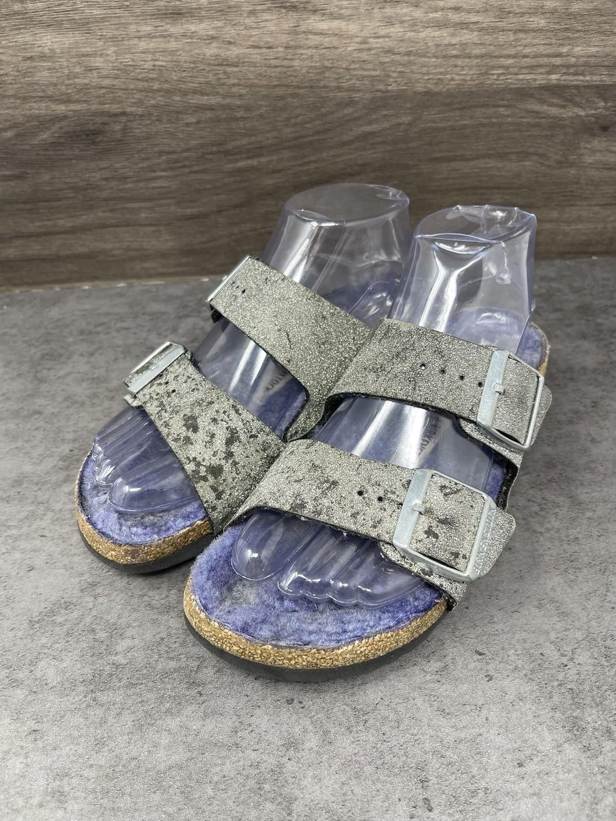 Birkenstock Birkenstock Arizona Sandals Womens Size 6 (37) Glitter Silve Size US 6 / IT 36 - 2 Thumbnail