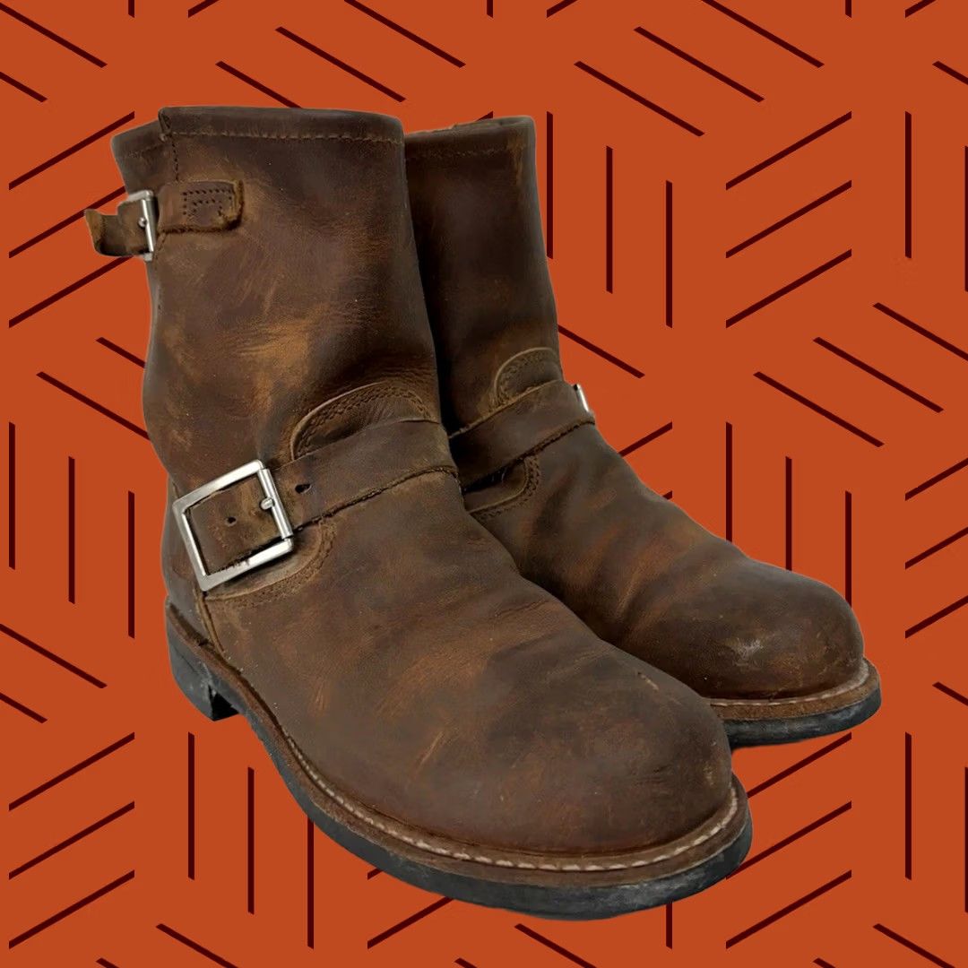 Red Wing VINTAGE Red Wing Boots 3356 Short Engineer Cooper Rough & Tough Brown Women’s Size 6.5 B Leather Rubber Buckle Ankle Strap Size 28" / US 6 / IT 42 - 1 Thumbnail