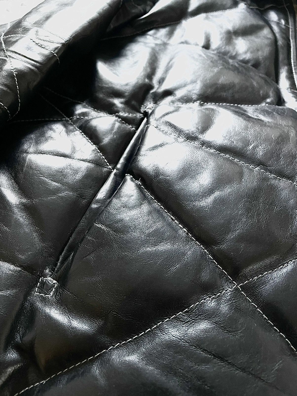 10sei0otto 10Sei0otto Black Guidi Leather Overlock Puffer Down Jacket Size US XL / EU 56 / 4 - 10 Thumbnail