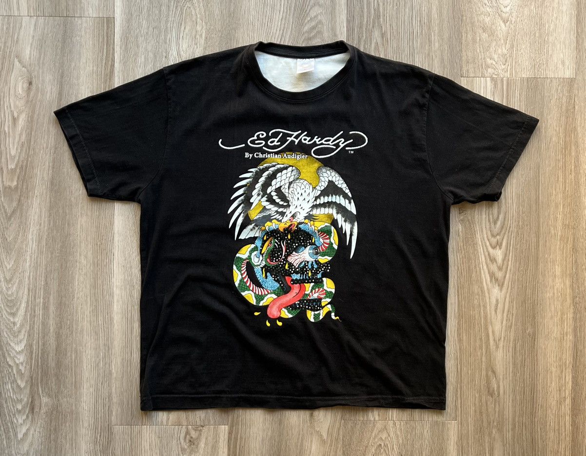Christian Audigier × Ed Hardy × Vintage Ed Hardy by Christian Audigier Eagle and Snake T-Shirt Size US XL / EU 56 / 4 - 1 Thumbnail