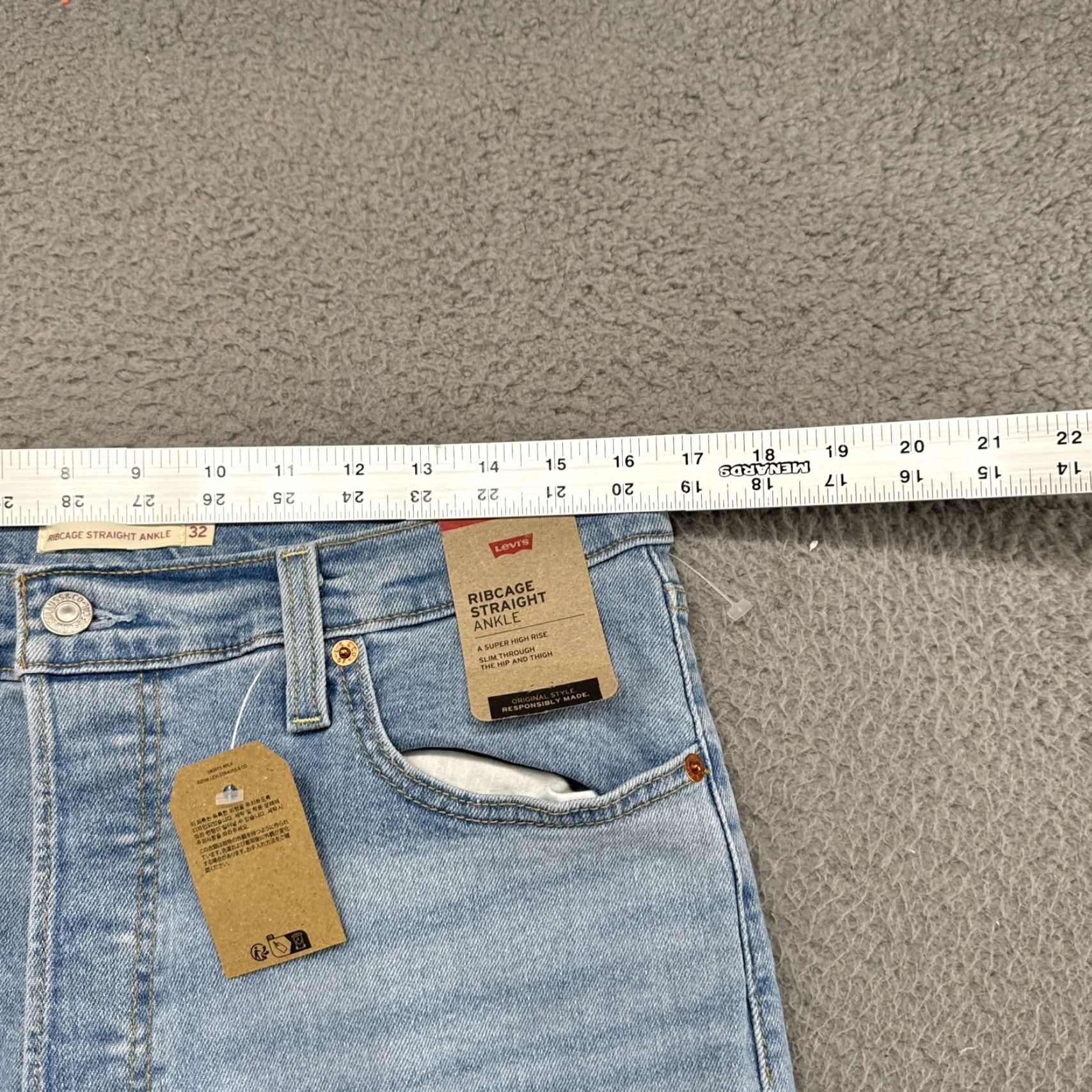 Levi's Levi's Jeans Women 32x27 Blue Ribcage Distressed Ankle Button Fly Denim Light Wash Regular Womens Size 24" / US 00 / IT 34 - 6 Thumbnail