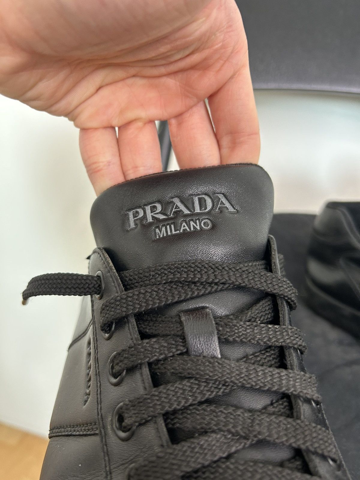 Prada Luxury Prada Trainers Shoes Black Leather Size US 11.5 / EU 44-45 - 6 Thumbnail