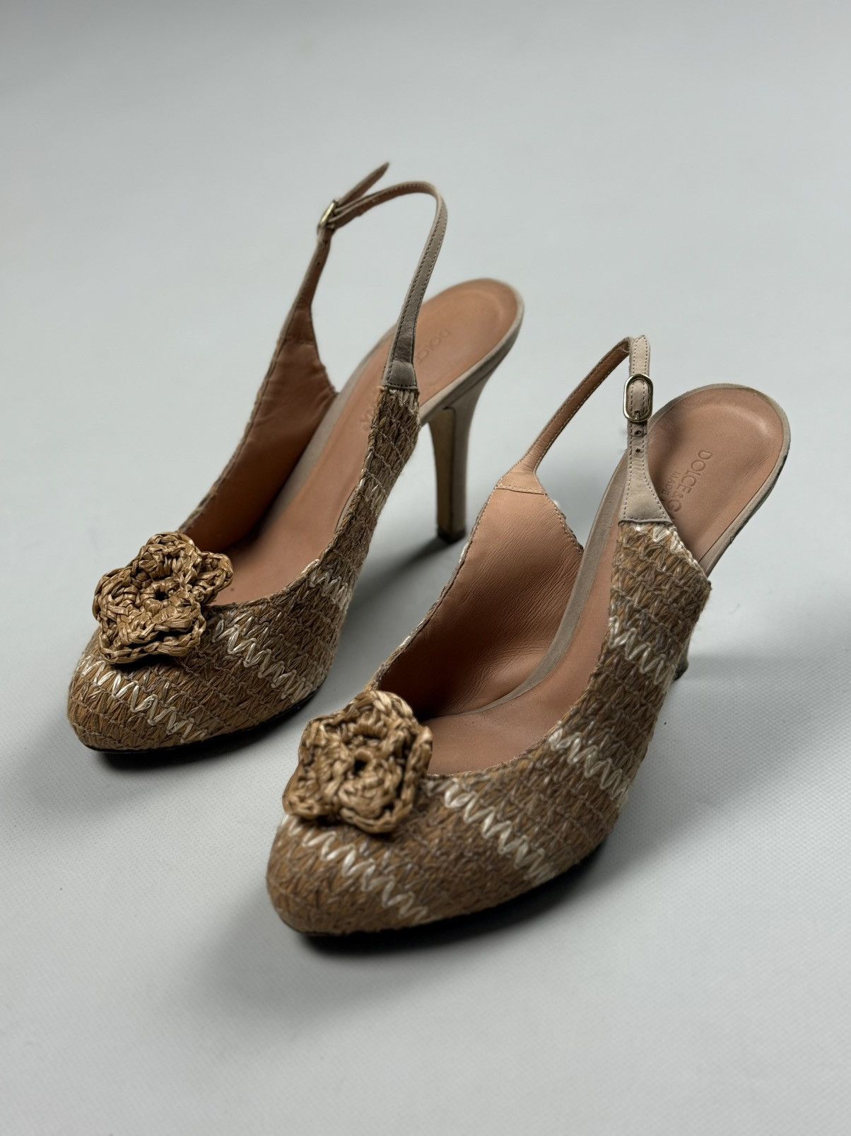 Dolce & Gabbana Dolce & Gabbana Raffia Sling Back Heels Pumps Size 37.5 Size US 7.5 / IT 37.5 - 10 Thumbnail
