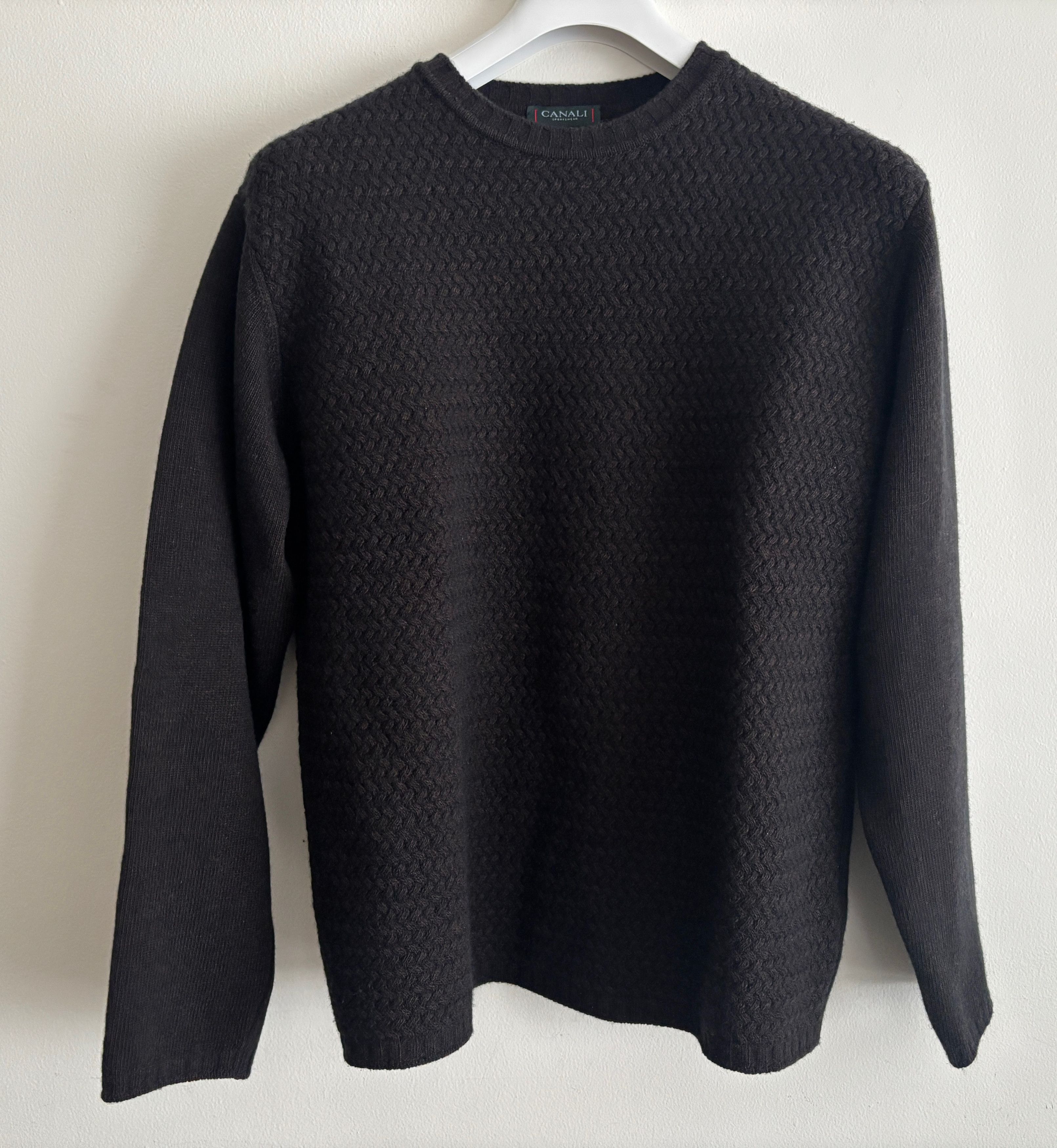 Canali Textured Brown Cashmere Wool Crewneck Sweater - 40/ Large Size US L / EU 52-54 / 3 - 4 Thumbnail