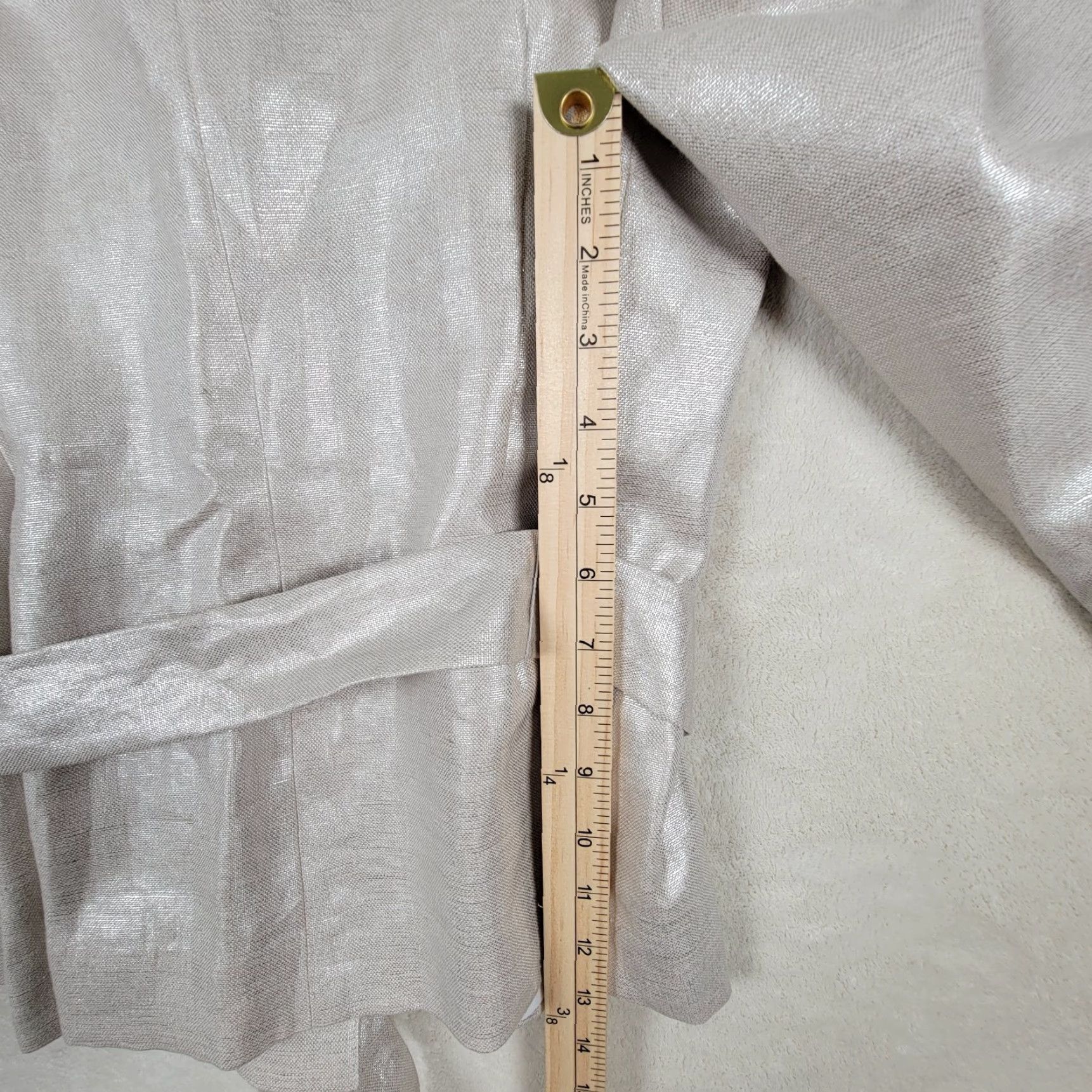 Vintage Semantiks Jacket Cream Gold Metallic Linen Belted Coat Size M Size M / US 6-8 / IT 42-44 - 7 Thumbnail