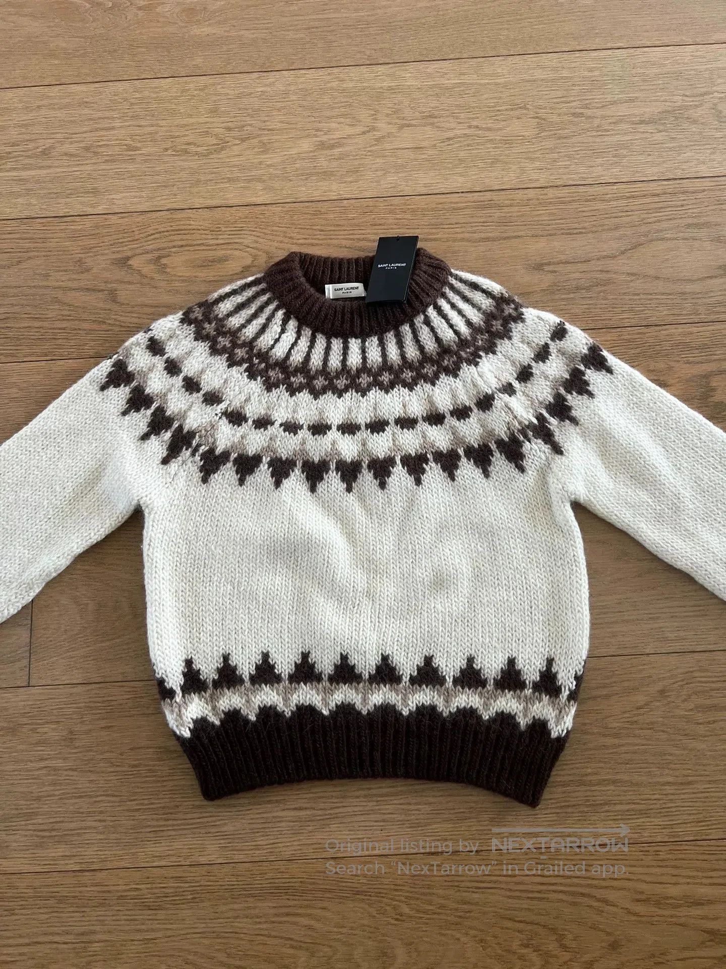 Saint Laurent Paris YSL Saint Laurent Fair Isle Sweater. Size L / US 10 / IT 46 - 2 Thumbnail