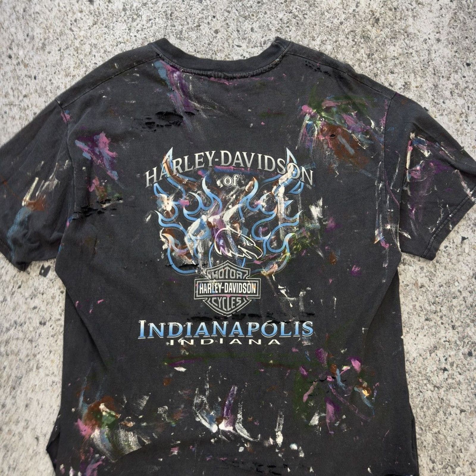 Harley Davidson Harley Davidson Thrashed Paint Distressed Shirt ERD Grunge Size US XL / EU 56 / 4 - 4 Thumbnail