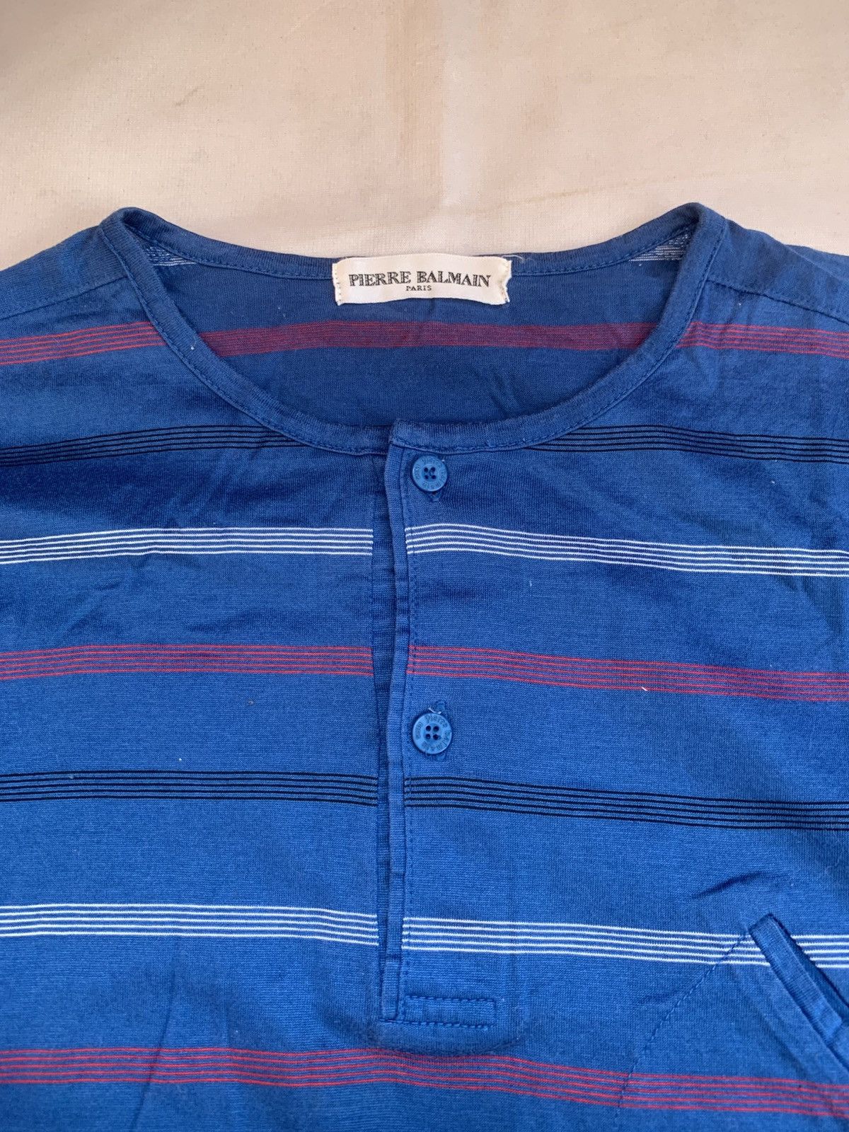 Balmain Vintage PIERRE BALMAIN Stripe Pocket Tee Shirt Size US M / EU 48-50 / 2 - 7 Thumbnail