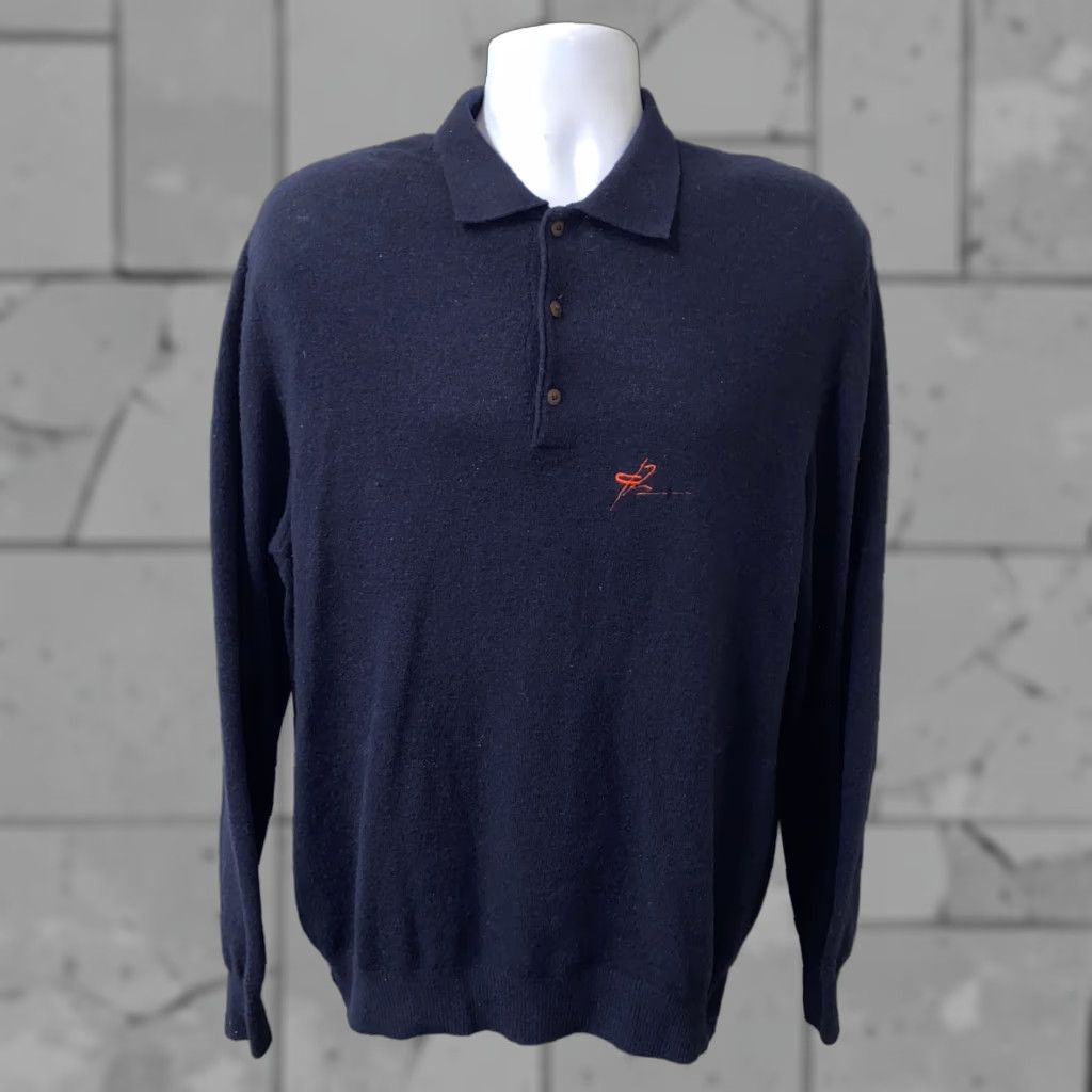 Vintage VINTAGE Mister Lull Mens Blue Wool Italian Made Henley Style Sweater XL Size US XL / EU 56 / 4 - 1 Thumbnail