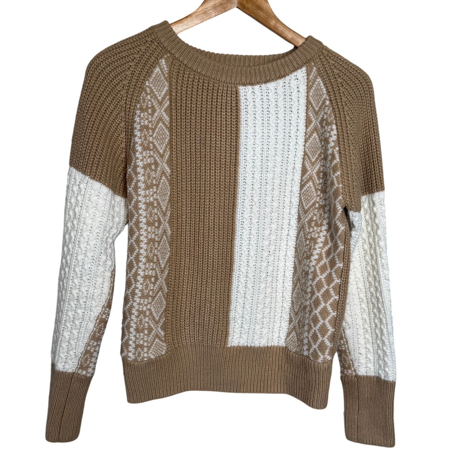 BB Dakota × Other BB Dakota Steve Madden Cable Knit Sweater Tan Cream Sz S Size S / US 4 / IT 40 - 1 Thumbnail