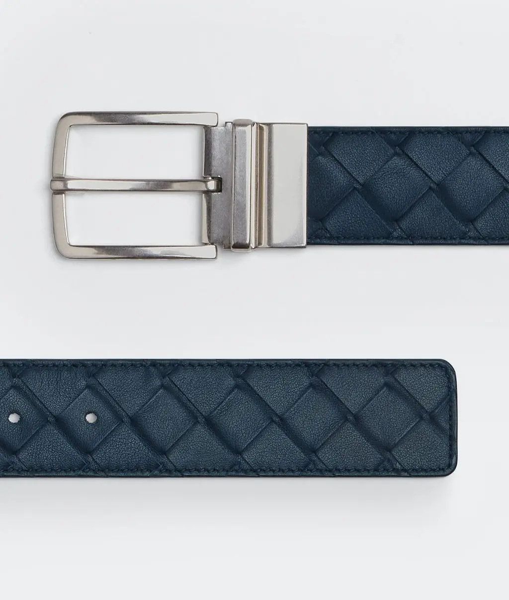 Bottega Veneta o1w1db10525 Size: 85 / Intrecciato Reversible Belt in Blue Size 34 - 3 Thumbnail