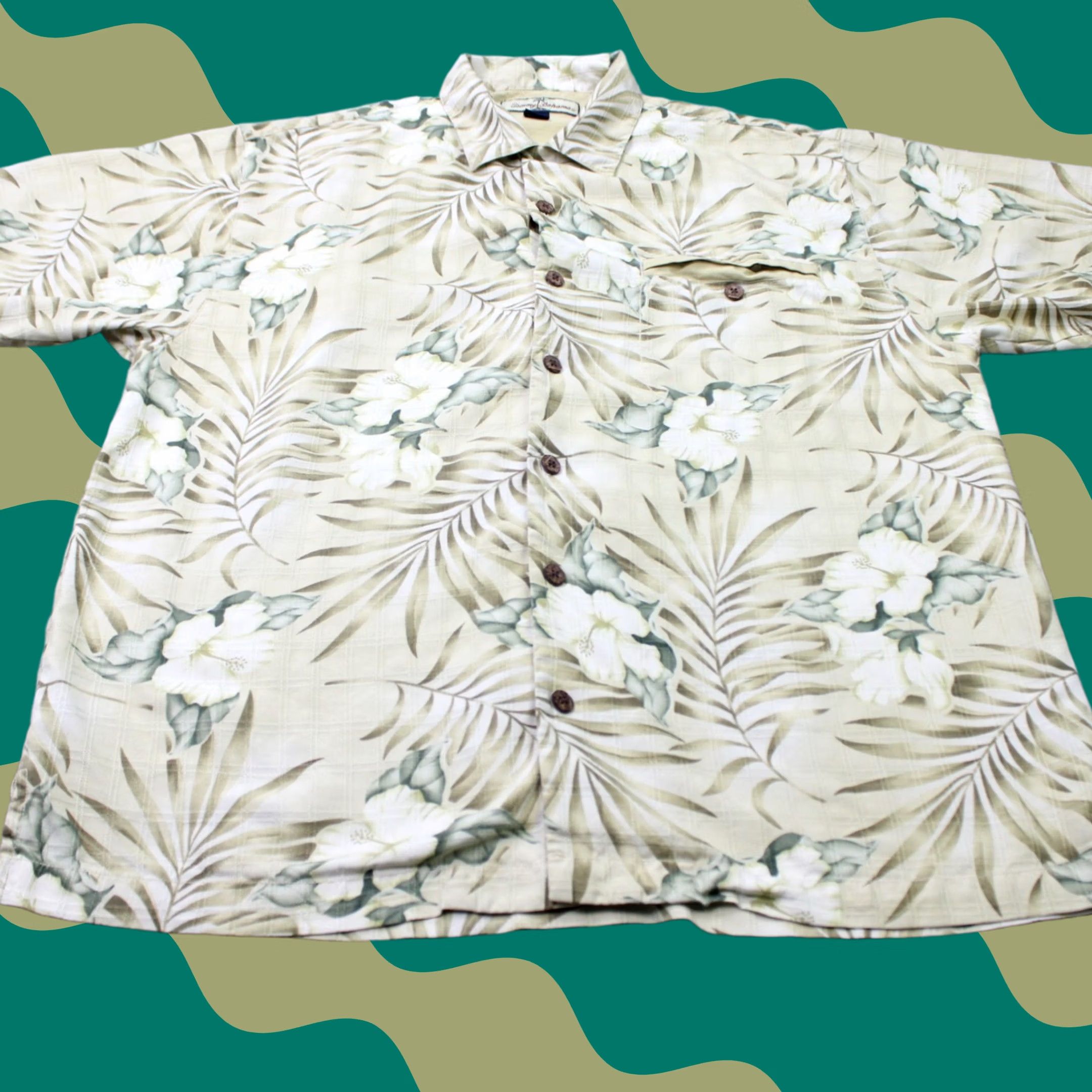 Tommy Bahama Tommy Bahama Camp Shirt Men Medium Beige Floral Silk S/S Button-Up Casual Beach Hawaii Size US M / EU 48-50 / 2 - 1 Thumbnail
