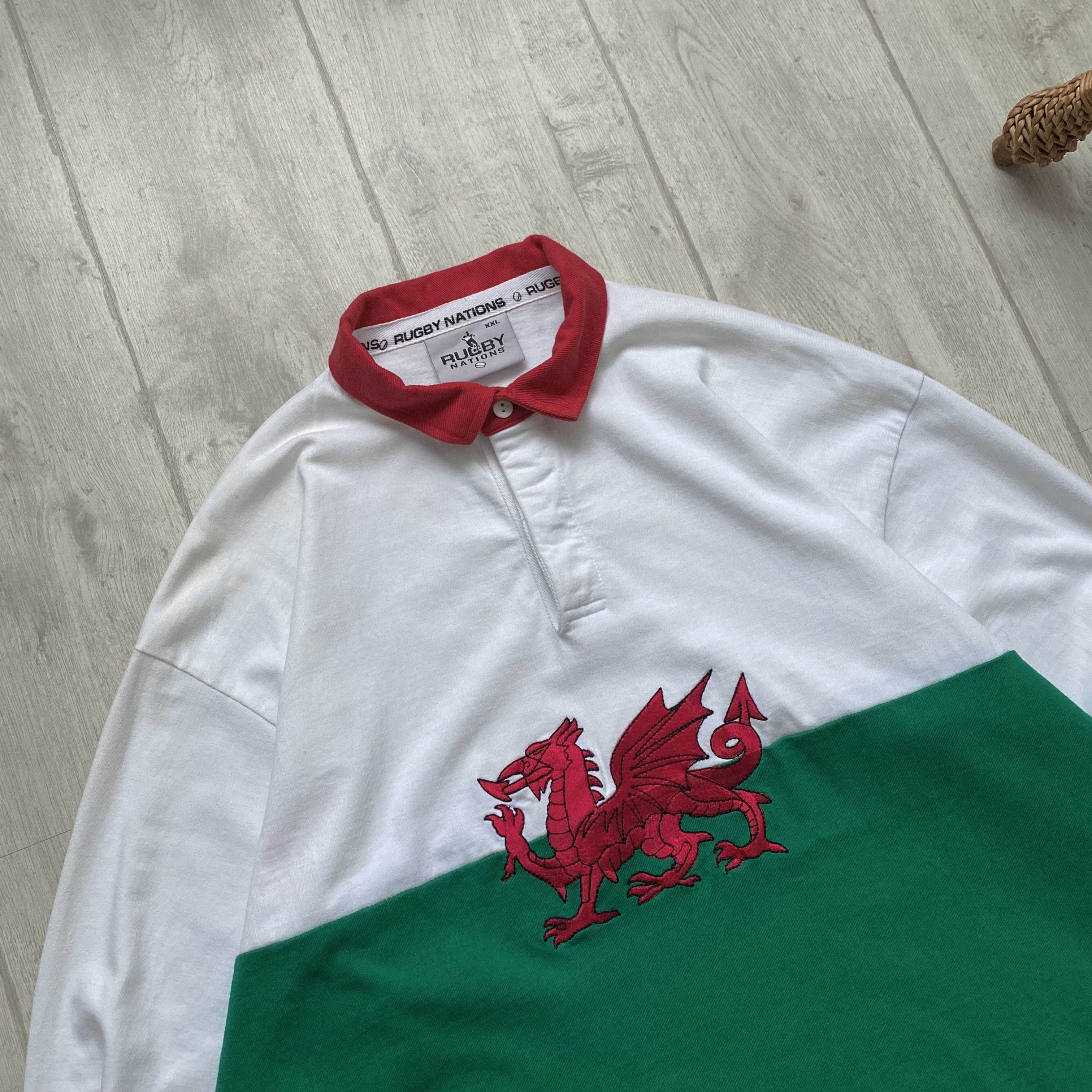 Cotton Traders 🏈 Vintage 90s Rugby Wales Flag Polo Shirt Jersey Blockore Size US XXL / EU 58 / 5 - 3 Thumbnail