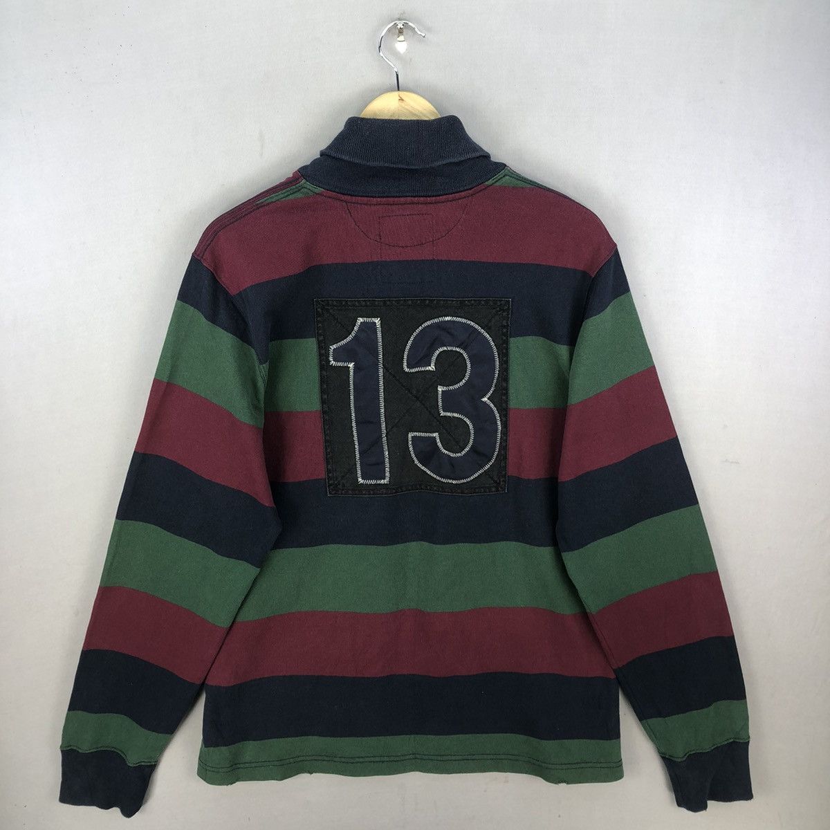 Rugby Ralph Lauren Vintage 2000s Rugby RL 13 Shawl Collar Stripes L/S Shirt Size US L / EU 52-54 / 3 - 2 Thumbnail